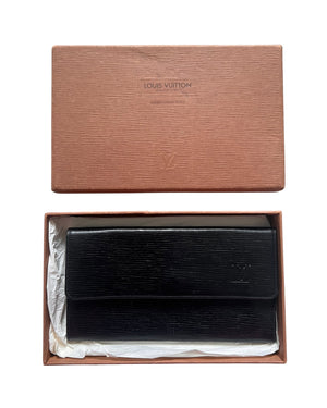Louis Vuitton Vintage Ladies Wallet with Flip Closure & Zip Coin Section – Black Épi Leather