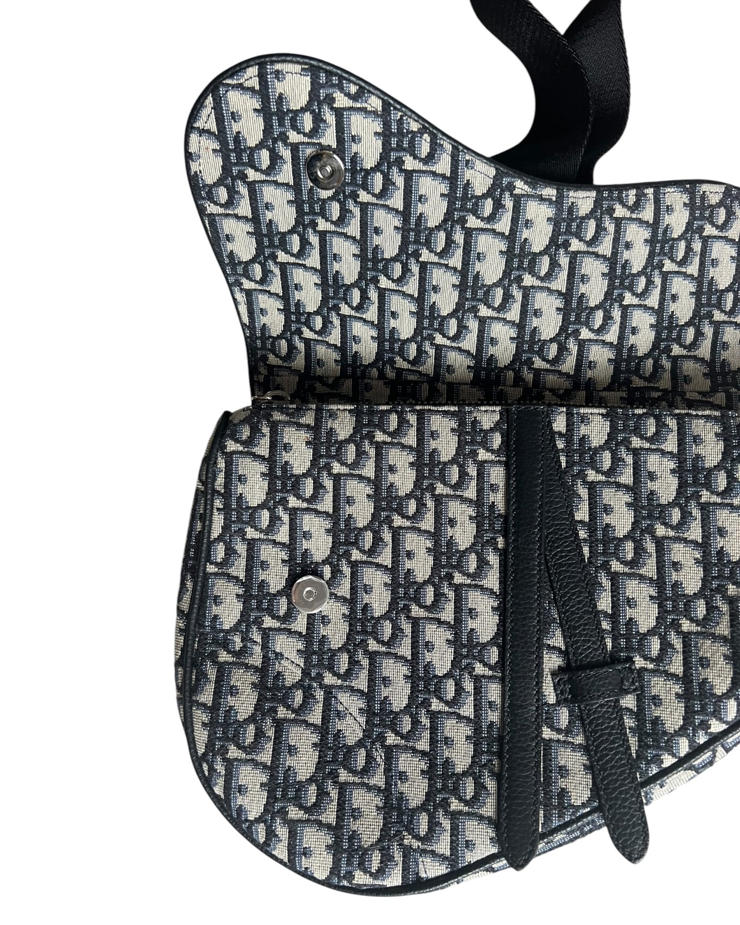Christian Dior Saddle Bag – Beige & Black Dior Oblique Jacquard Crossbody Bag