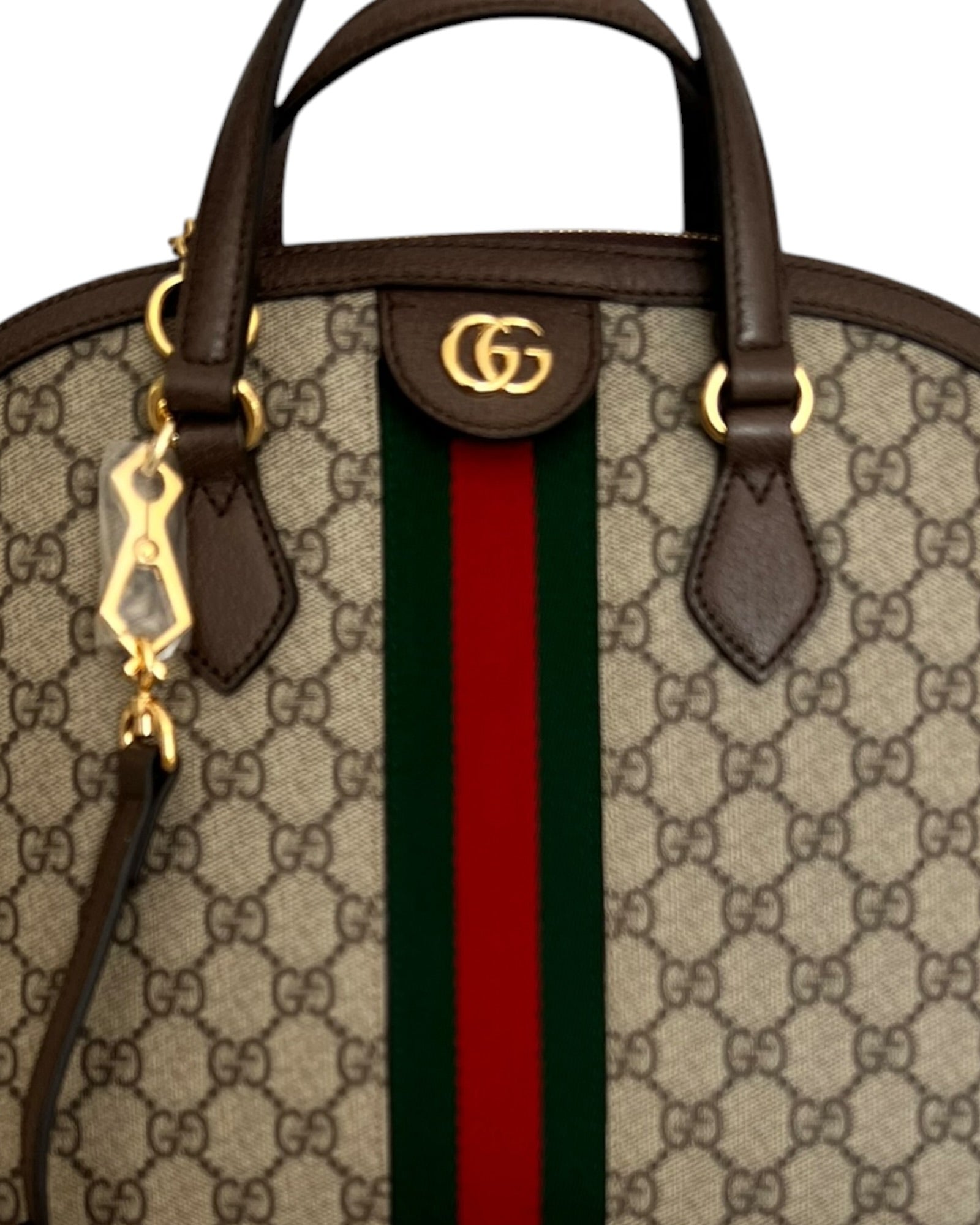 Gucci Ophidia GG Supreme Medium Top Handle Bag Beige Canvas & Brown Leather - The Luxury Savvy
