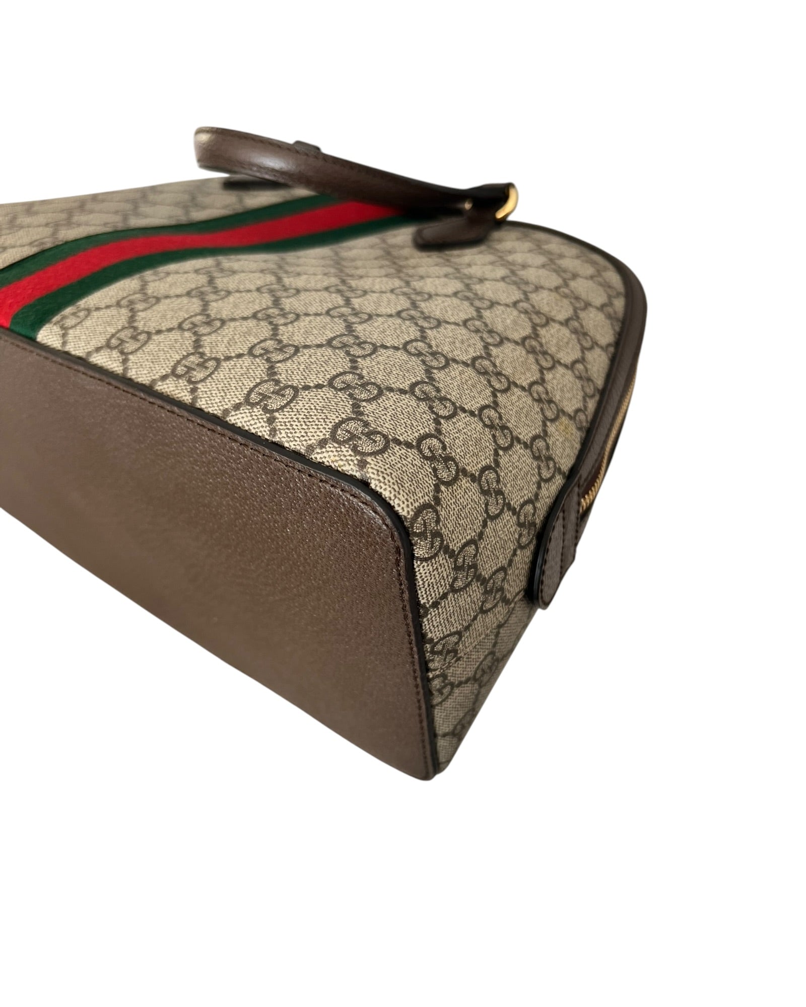 Gucci Ophidia GG Supreme Medium Top Handle Bag Beige Canvas & Brown Leather - The Luxury Savvy