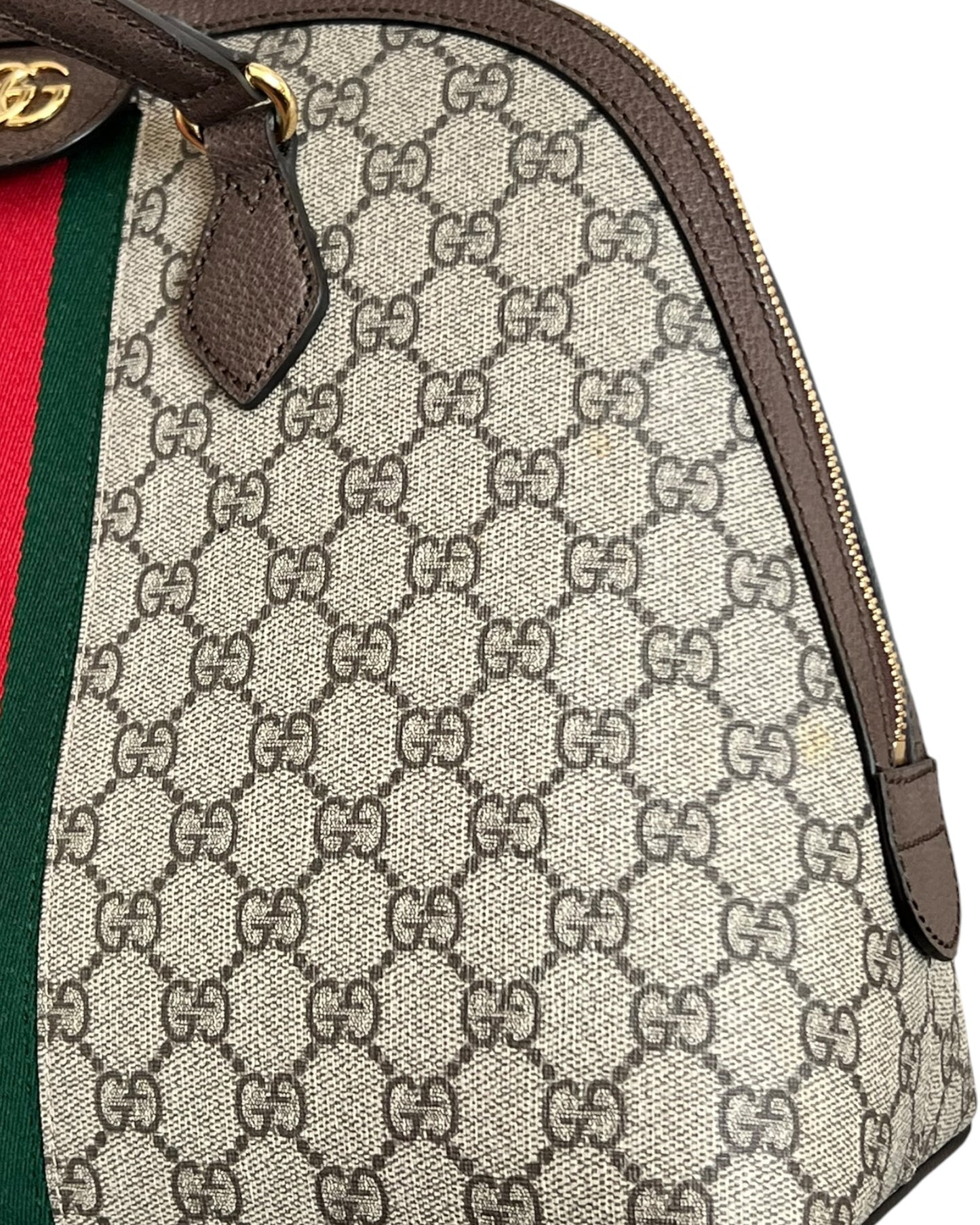Gucci Ophidia GG Supreme Medium Top Handle Bag Beige Canvas & Brown Leather - The Luxury Savvy