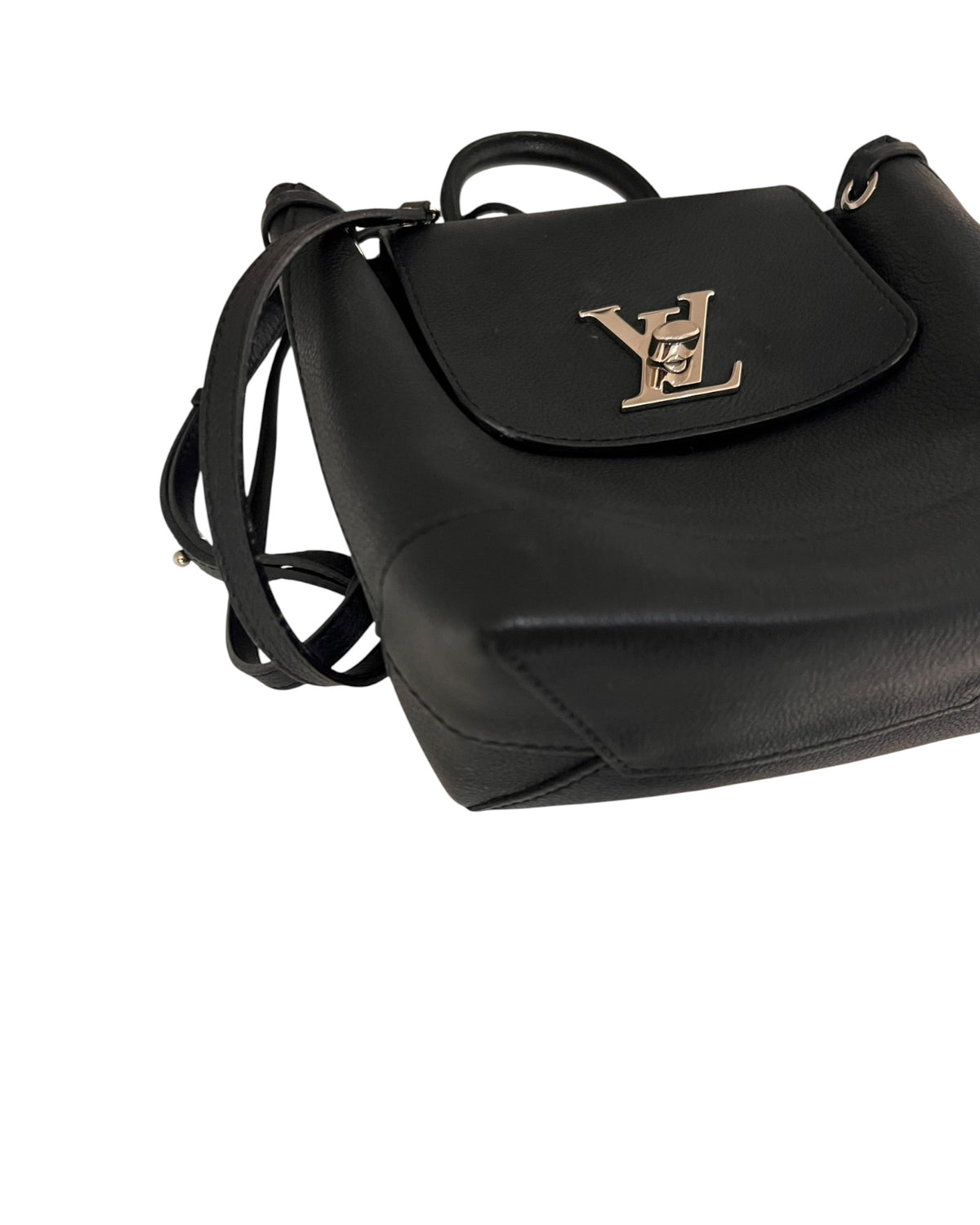 Louis Vuitton Lockme Backpack Black Leather Silver-Tone Hardware