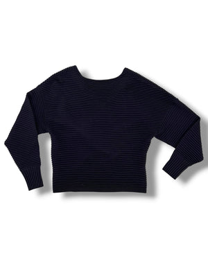 Victoria Beckham Black Ribbed Wrap Knit Jumper – Size L