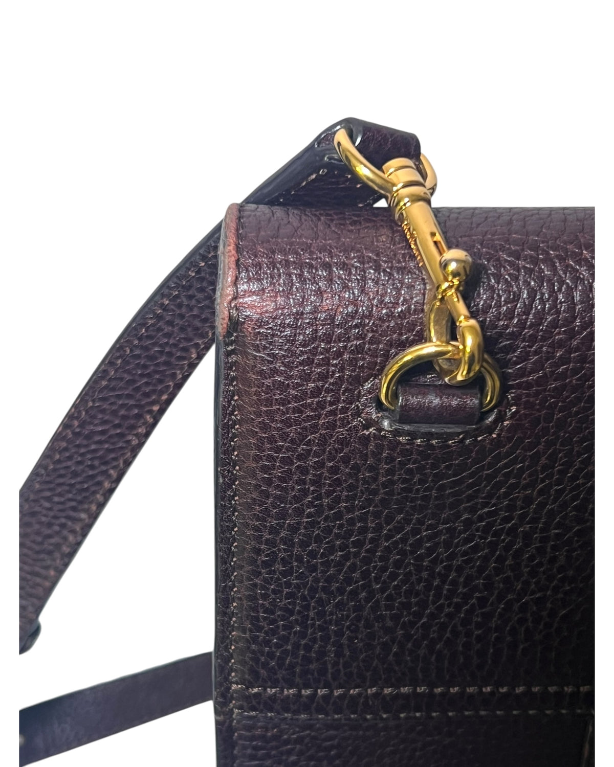 Mulberry Bayswater with Strap in Oxblood Grained Leather – Gold Hardware