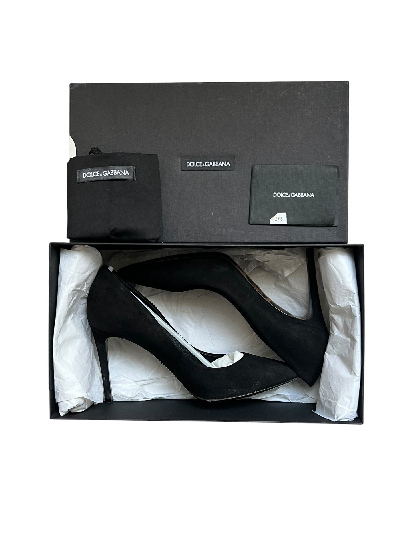 Dolce & Gabbana Black Suede Kate Pointed-Toe Pumps – Size 37