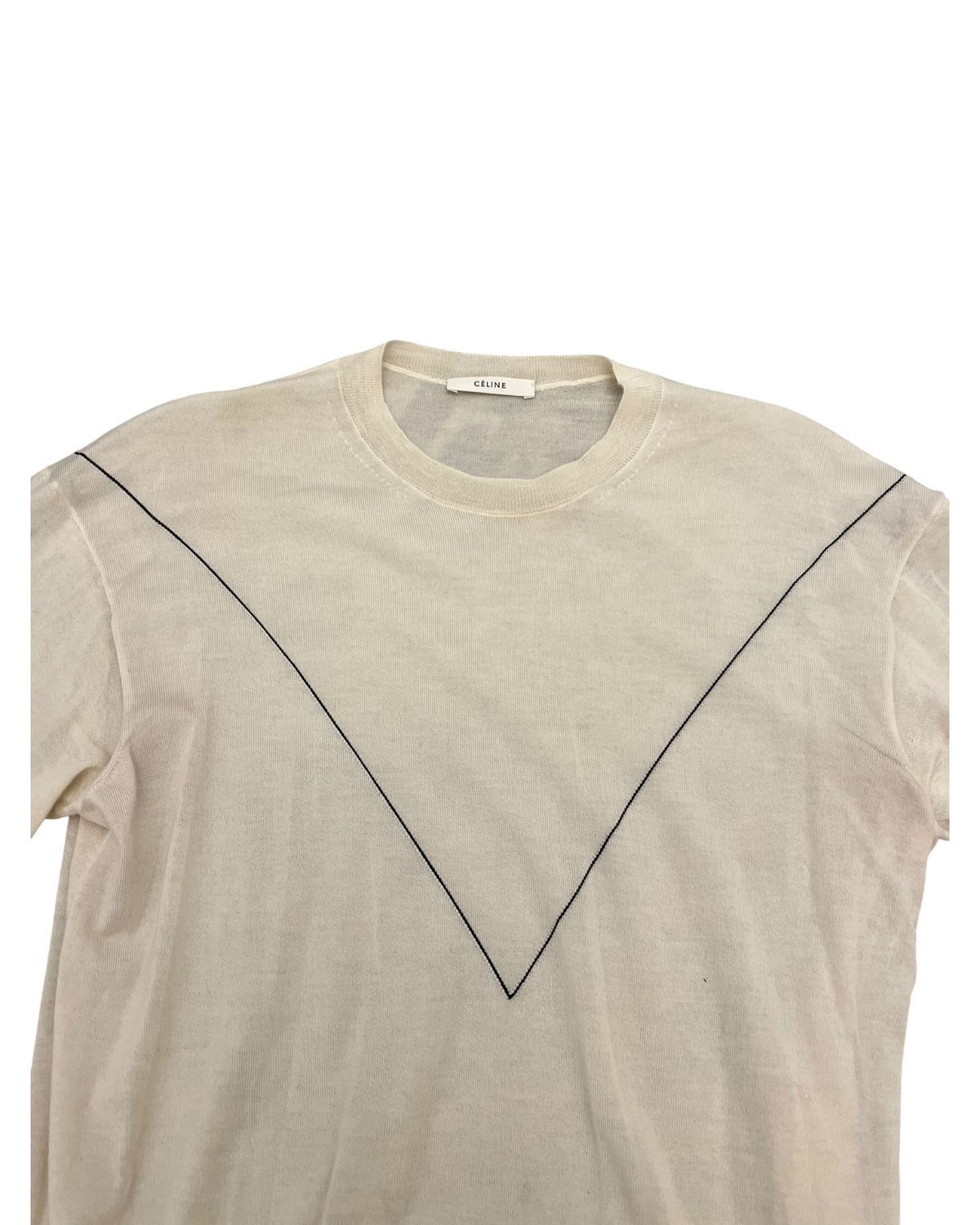 Céline Cashmere & Silk Detail Long-Sleeve Jumper – Cream – Size L