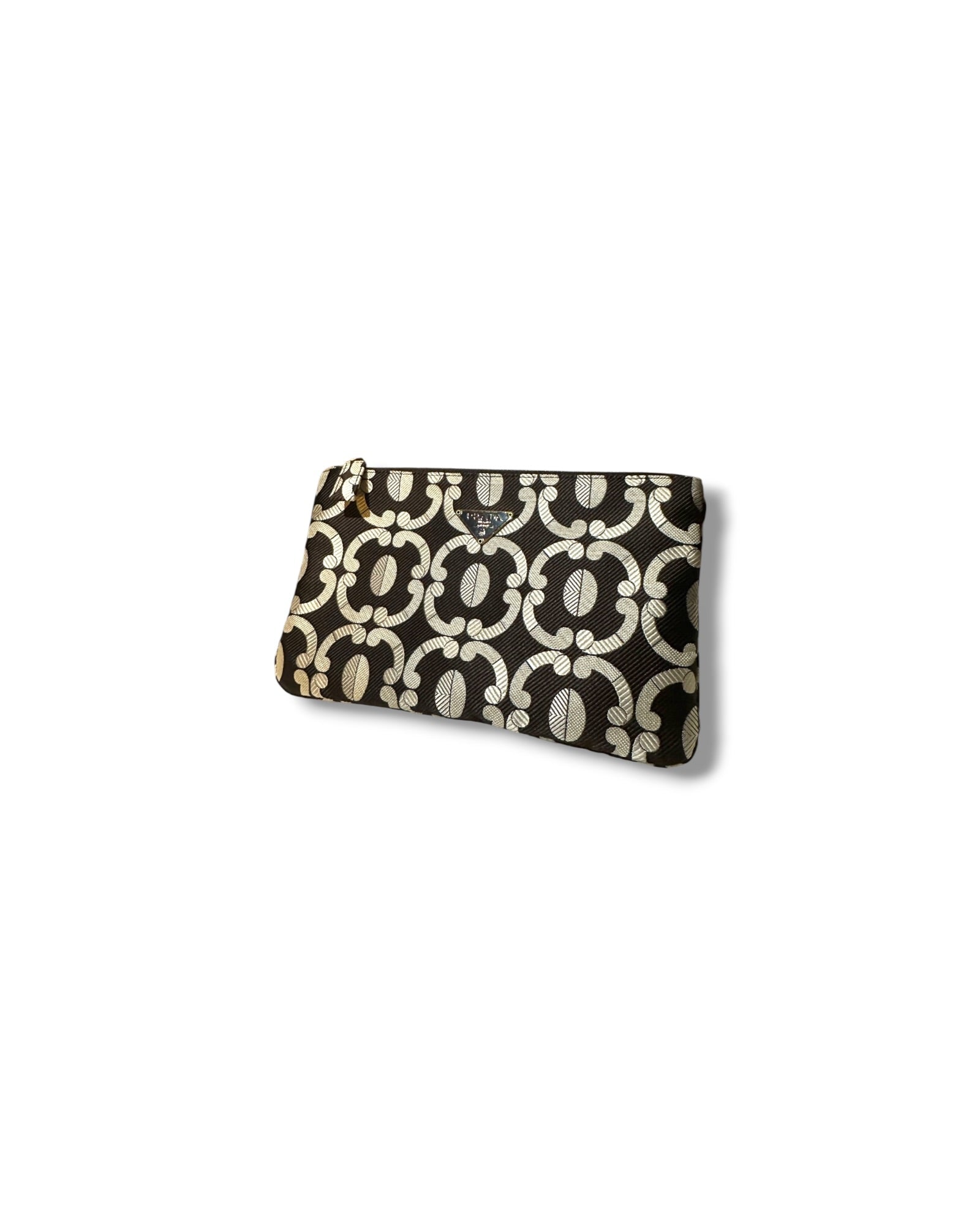 Prada Jacquard Knit Pouch – Geometric Print - The Luxury Savvy