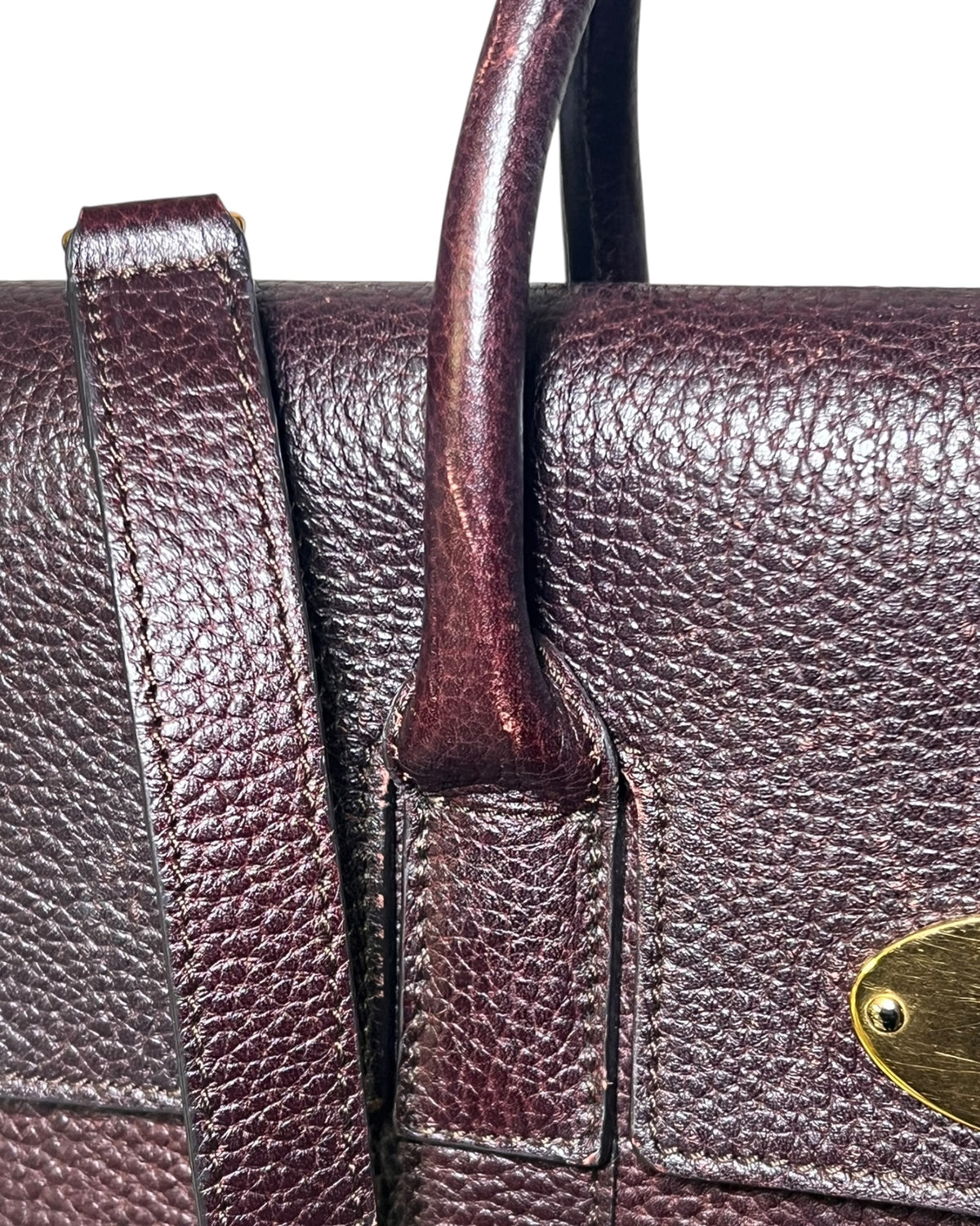 Mulberry Bayswater with Strap in Oxblood Grained Leather – Gold Hardware