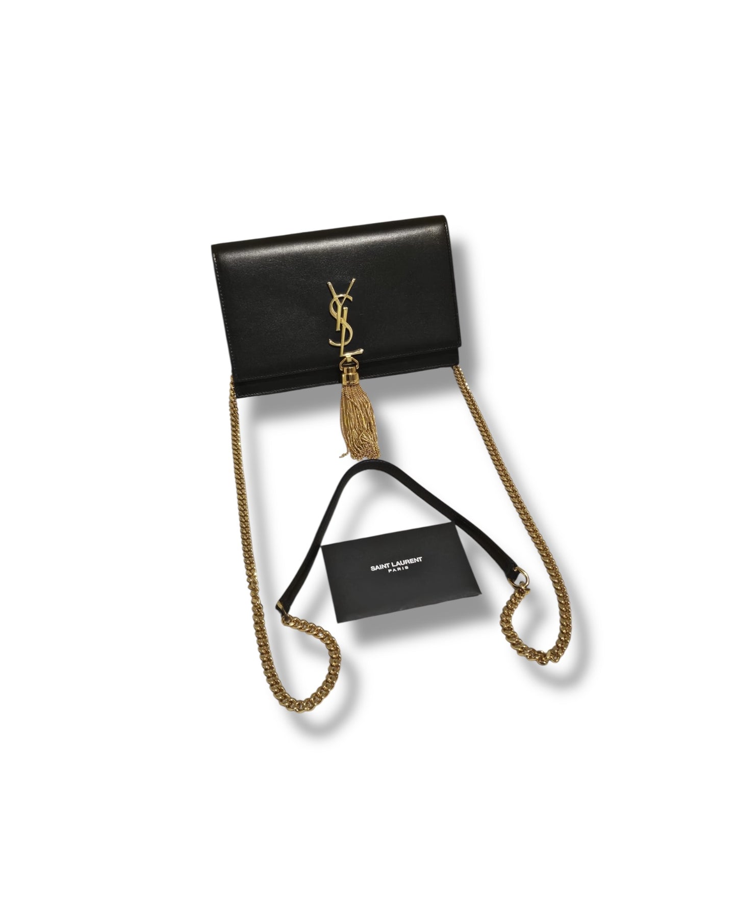 Saint Laurent Black Lambskin Tassel Wallet on Chain - The Luxury Savvy