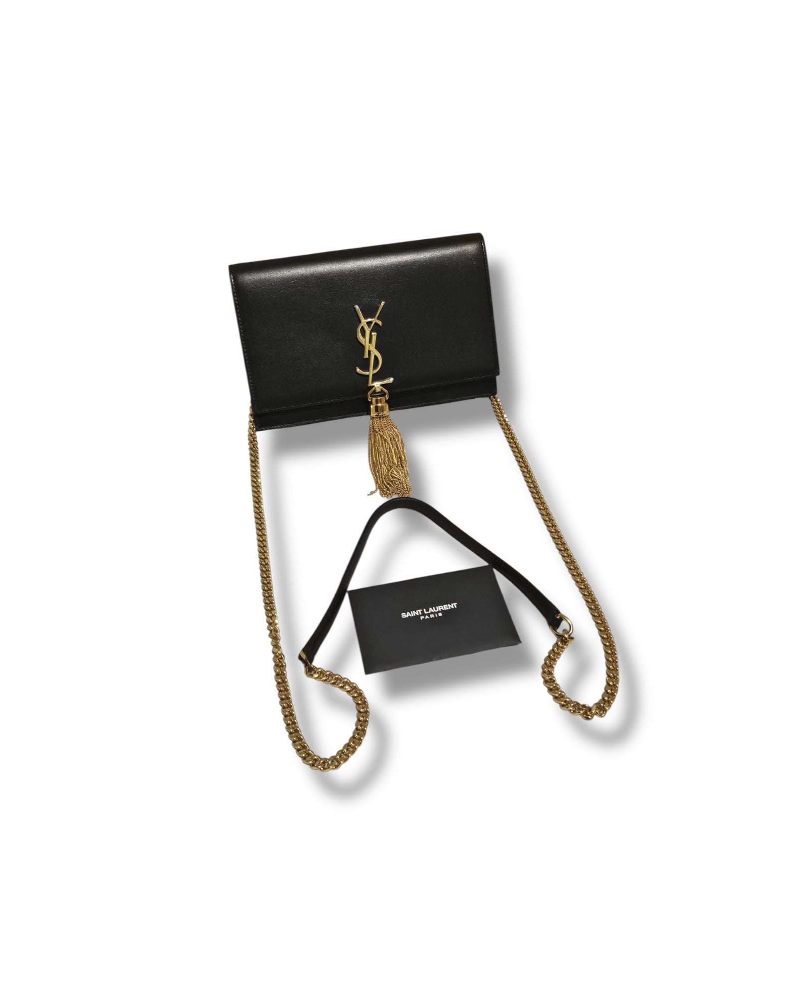 Saint Laurent Black Lambskin Tassel Wallet on Chain - The Luxury Savvy