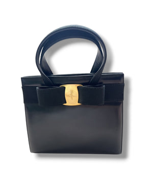 Salvatore Ferragamo Vara Bow Black Leather Handbag
