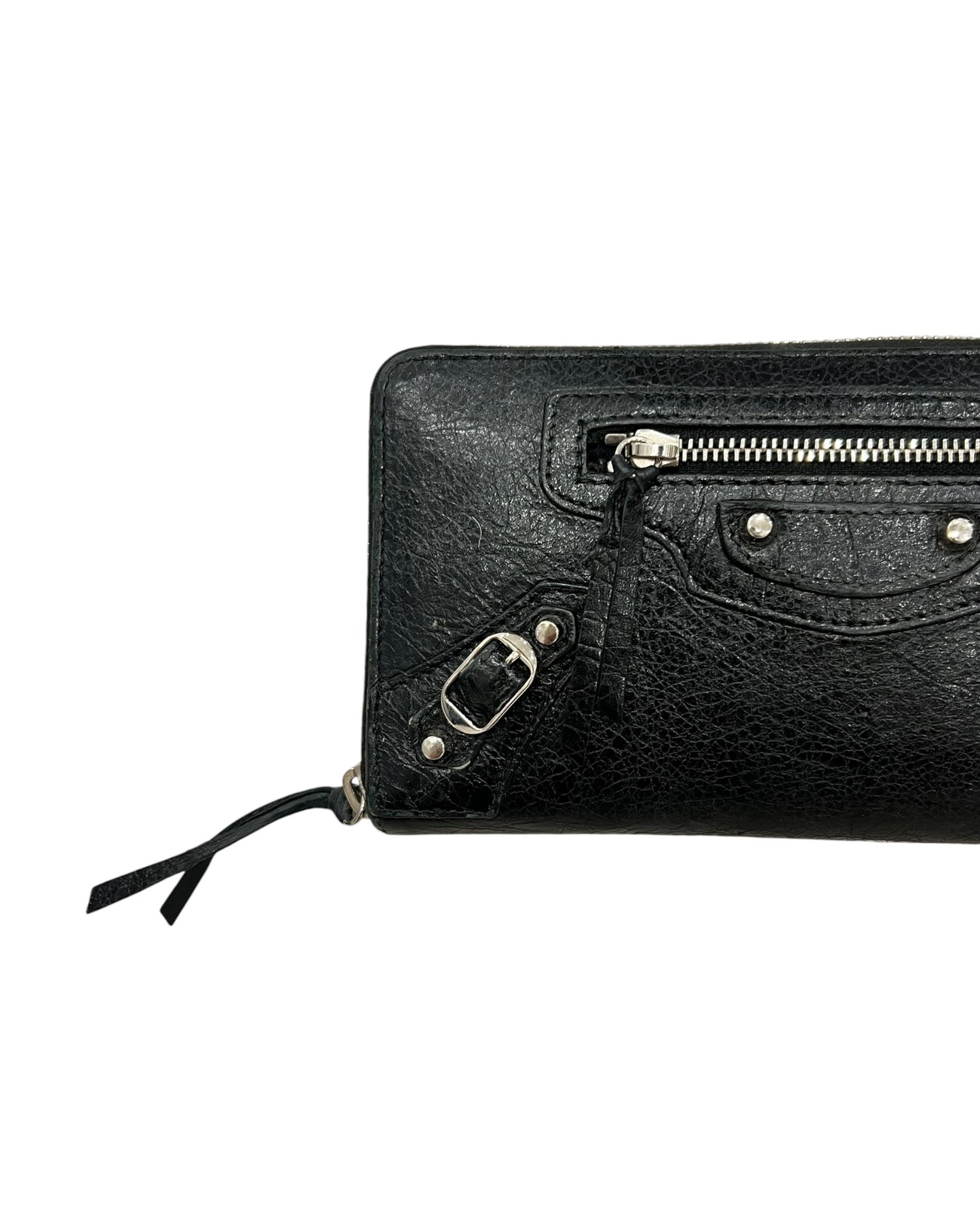 Balenciaga Classic Zip Around Wallet - Black Leather