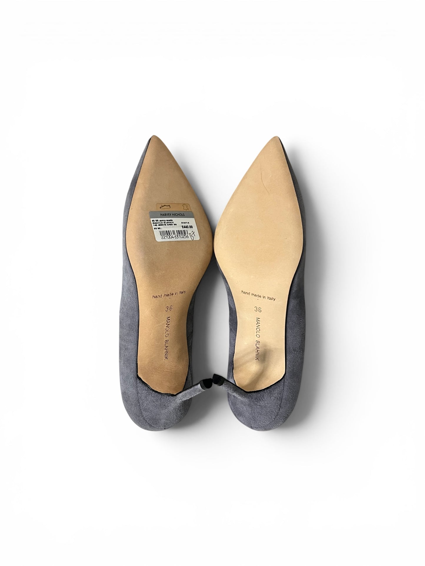 Manolo Blahnik BB Light Grey Suede Pumps | Size EU 36.5