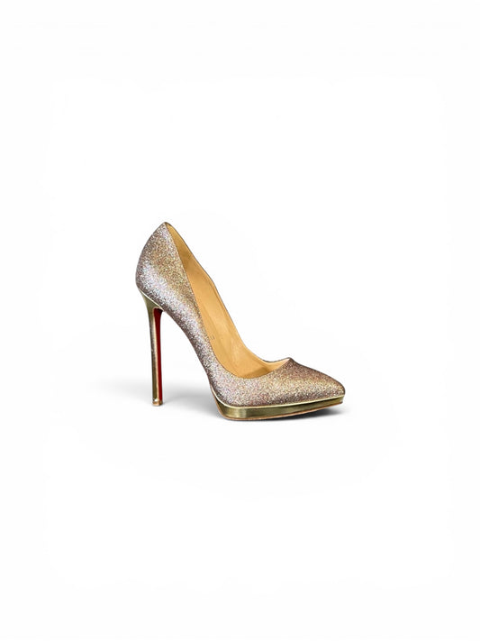 Christian Louboutin Glitter Platform Pumps – Gold Multicolour | Size 36.5