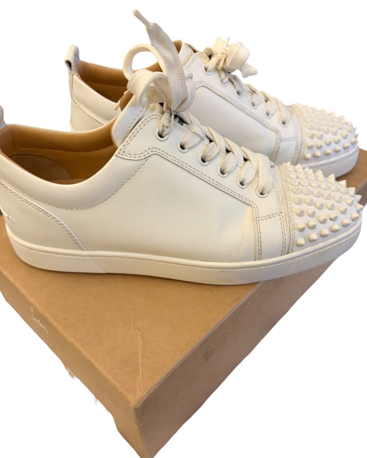 Christian Louboutin Louis Junior Spikes Flat Trainers – White