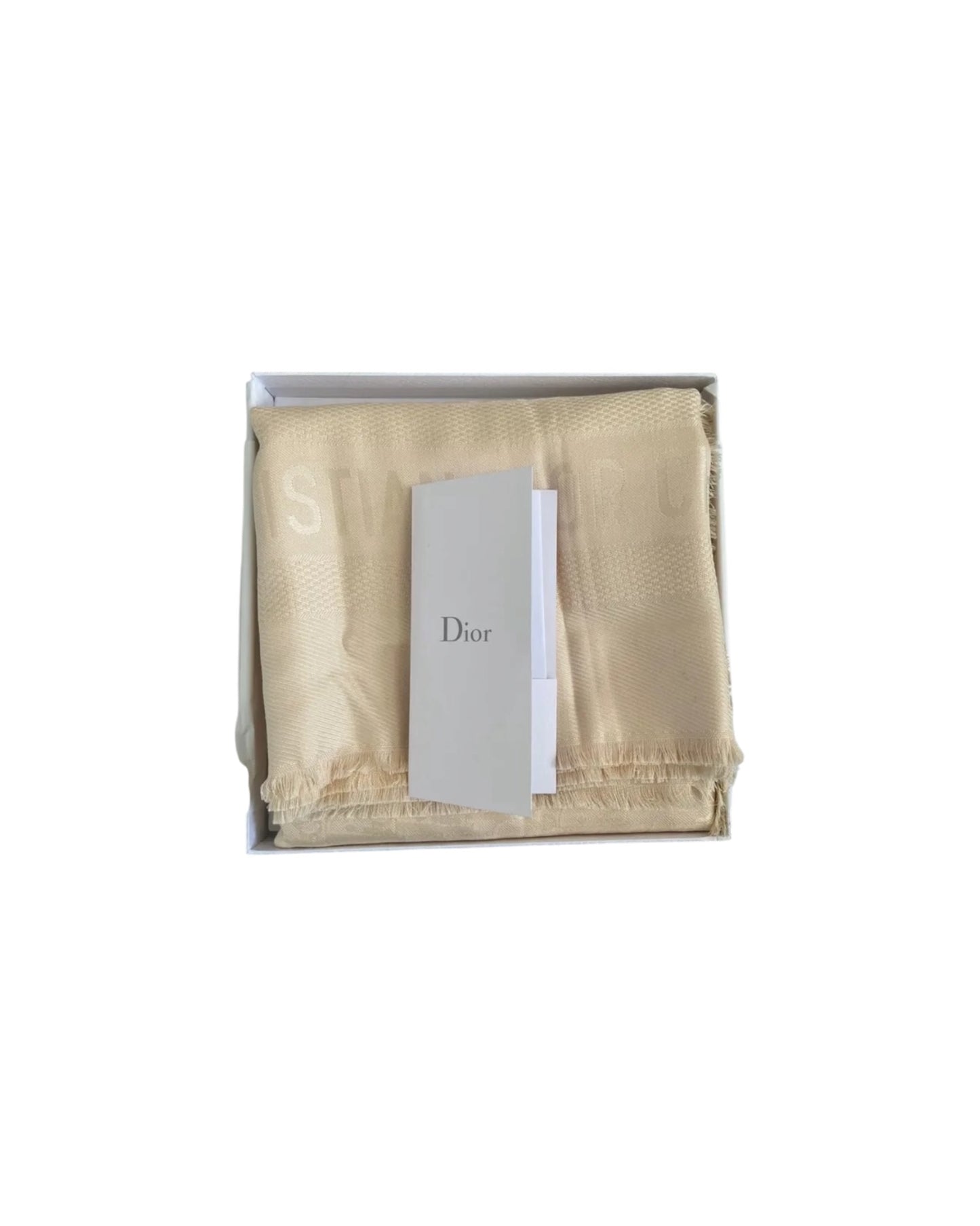 Dior Cannage Silk Blend Scarf Cream Beige | 142cm x 140cm