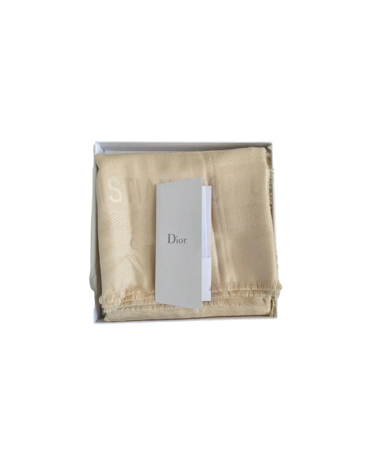 Dior Cannage Silk Blend Scarf Cream Beige | 142cm x 140cm