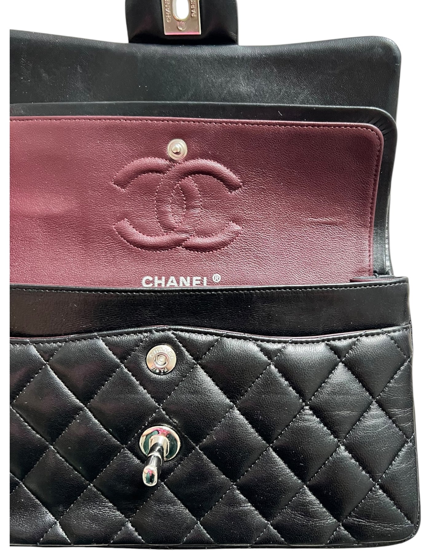 Chanel Small Classic Flap Black Lambskin Silver Tone Hardware