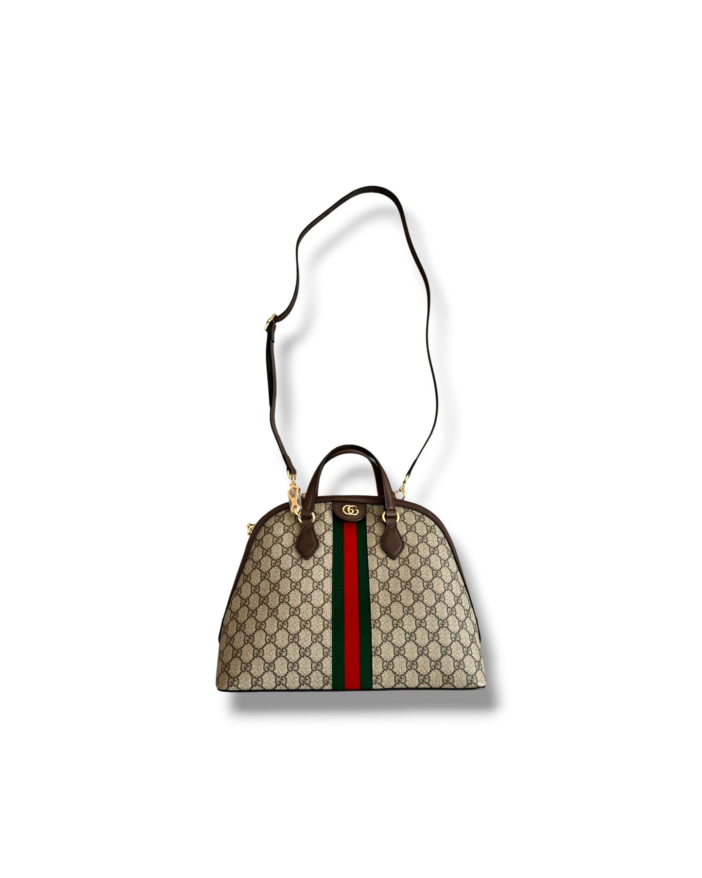 Gucci Ophidia GG Supreme Medium Top Handle Bag Beige Canvas & Brown Leather - The Luxury Savvy