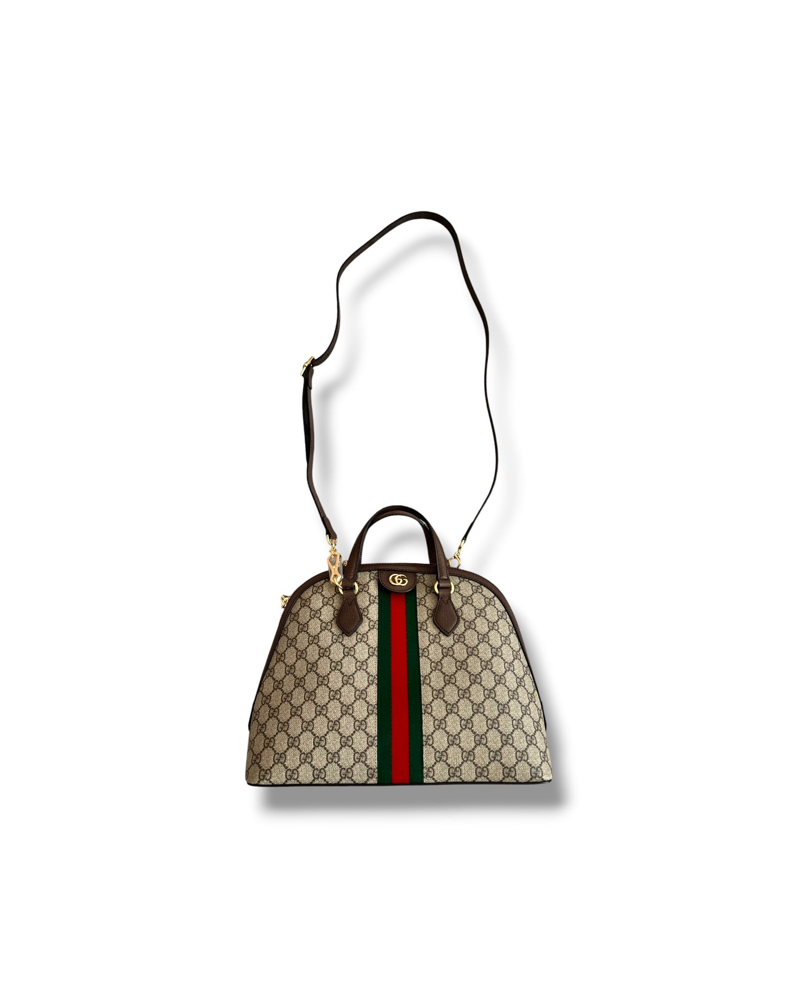 Gucci Ophidia GG Supreme Medium Top Handle Bag Beige Canvas & Brown Leather - The Luxury Savvy