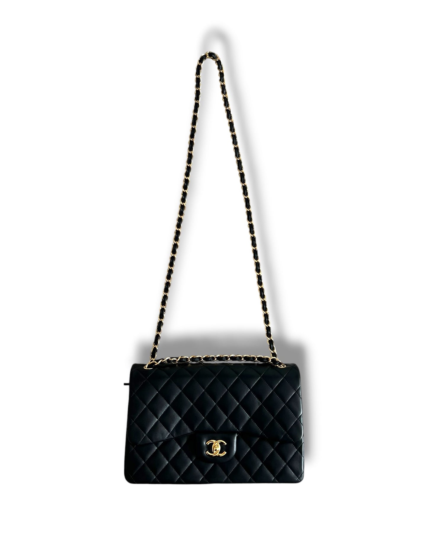 Chanel Classic Flap Jumbo – Black Lambskin Leather – Gold-Tone Hardware