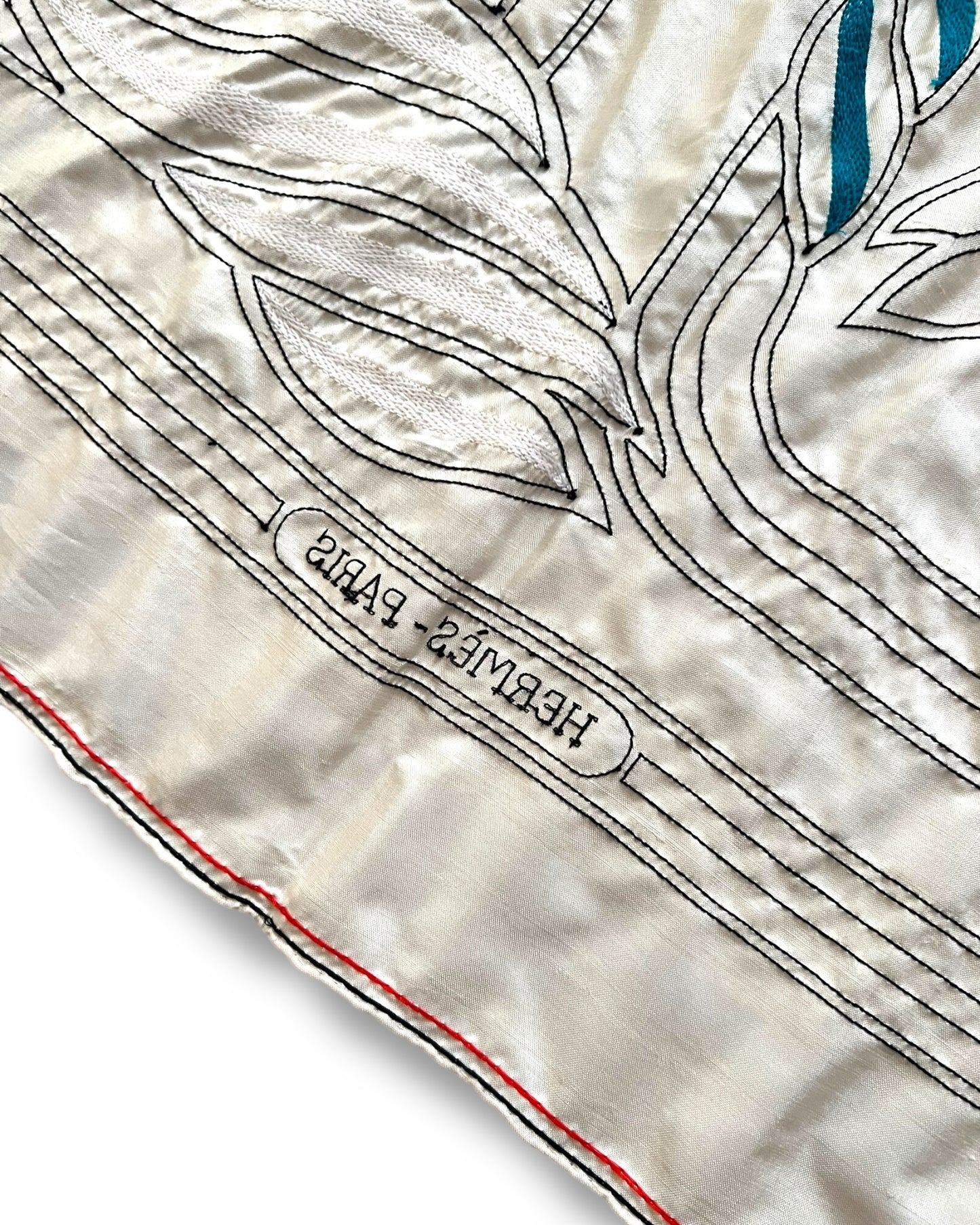 Hermès Carré 90 “Quadrige” – Hand-Embroidered Silk Scarf (Pristine — with Special Box)
