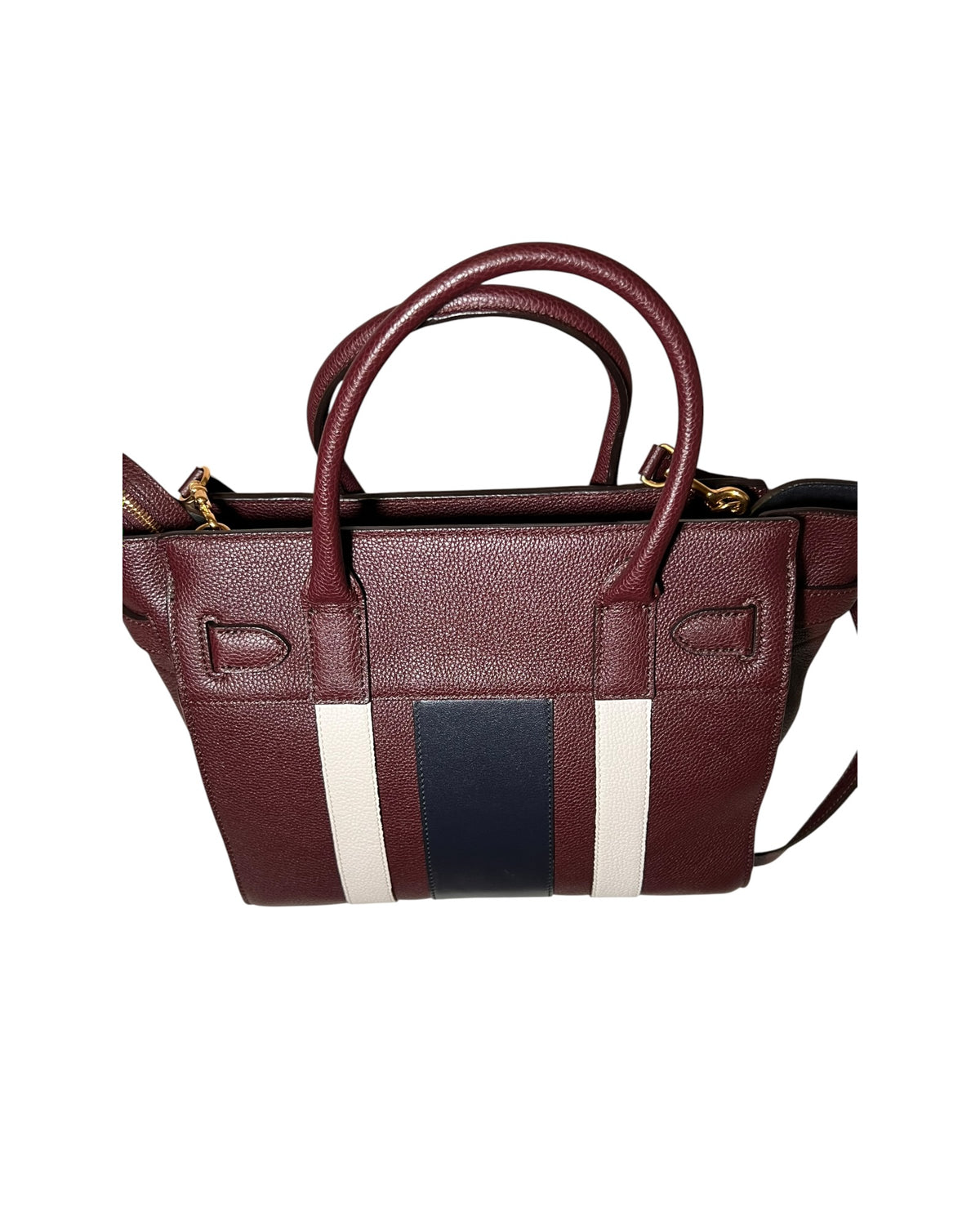 Mulberry College Stripe Tote Burgundy