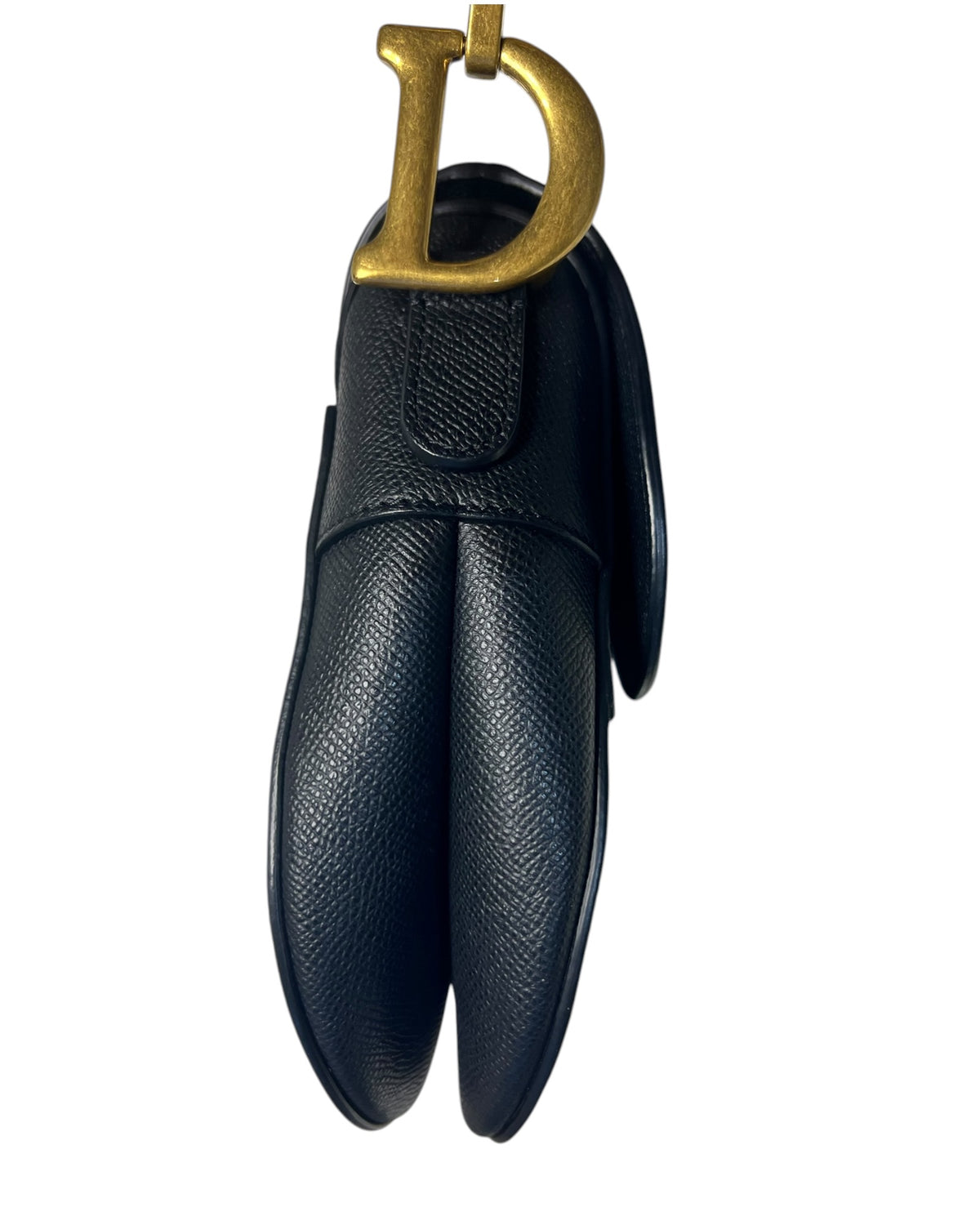 Dior Saddle Bag with Strap in Black Grained Calfskin