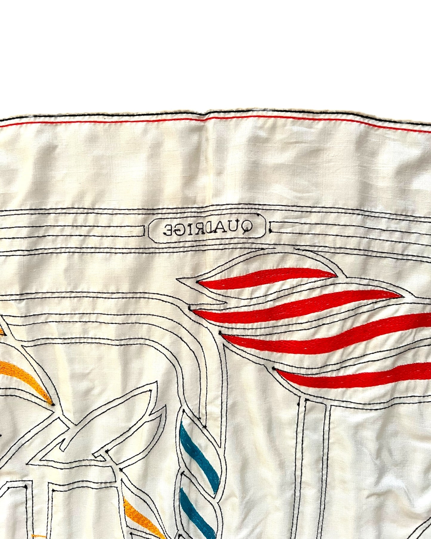 Hermès Carré 90 “Quadrige” – Hand-Embroidered Silk Scarf (Pristine — with Special Box)