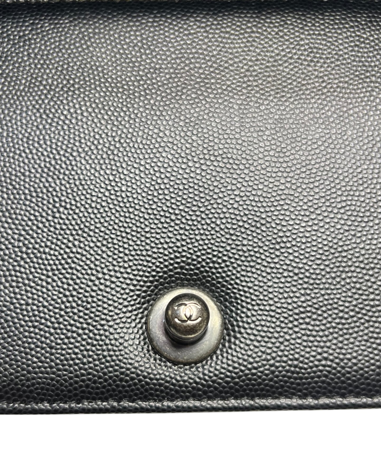 Chanel Boy Small Flap Bag in Black Caviar Leather with Ruthenium Hardware