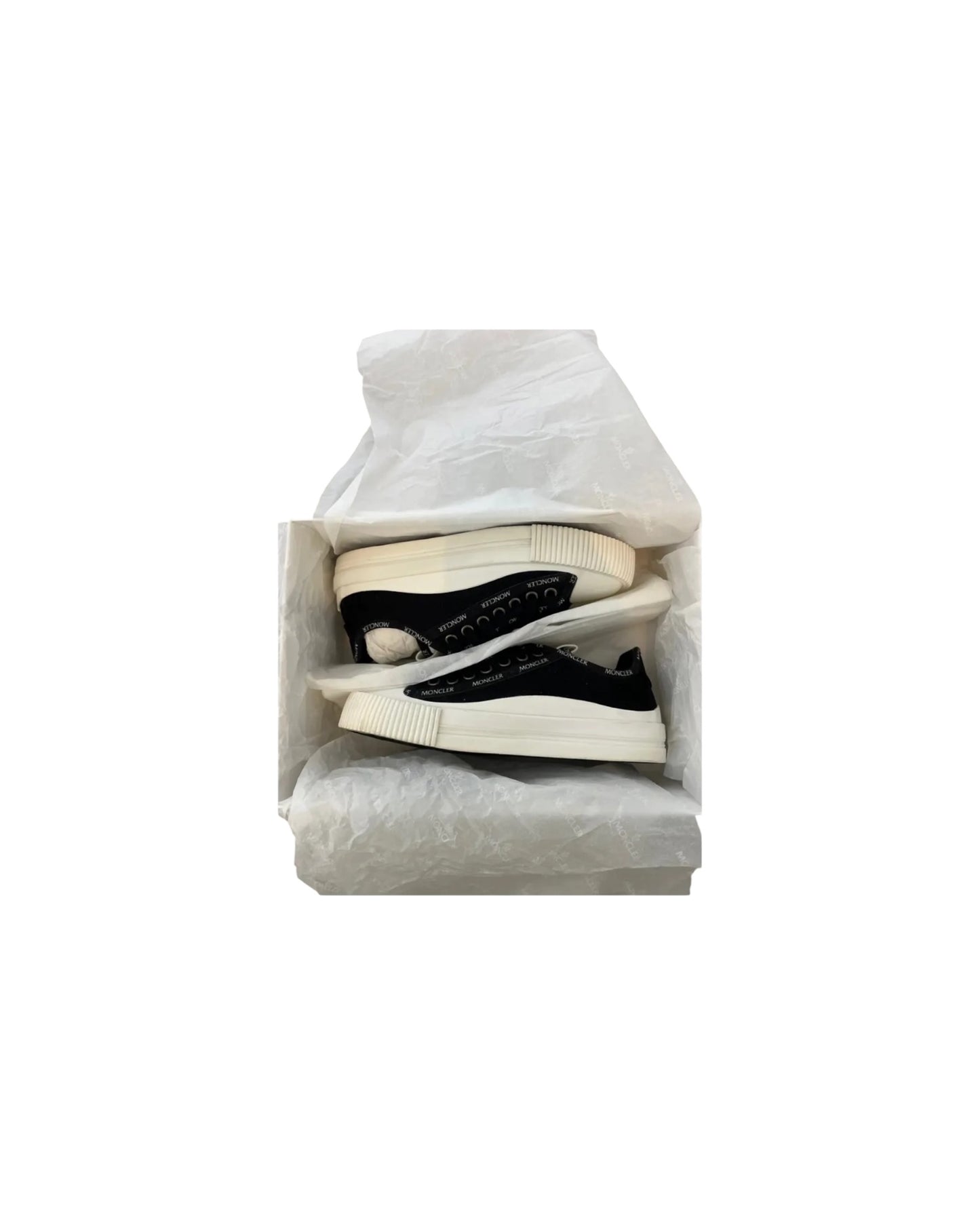 Moncler Glissiere Low-Top Canvas Sneakers Black & White | Size EU 36.5