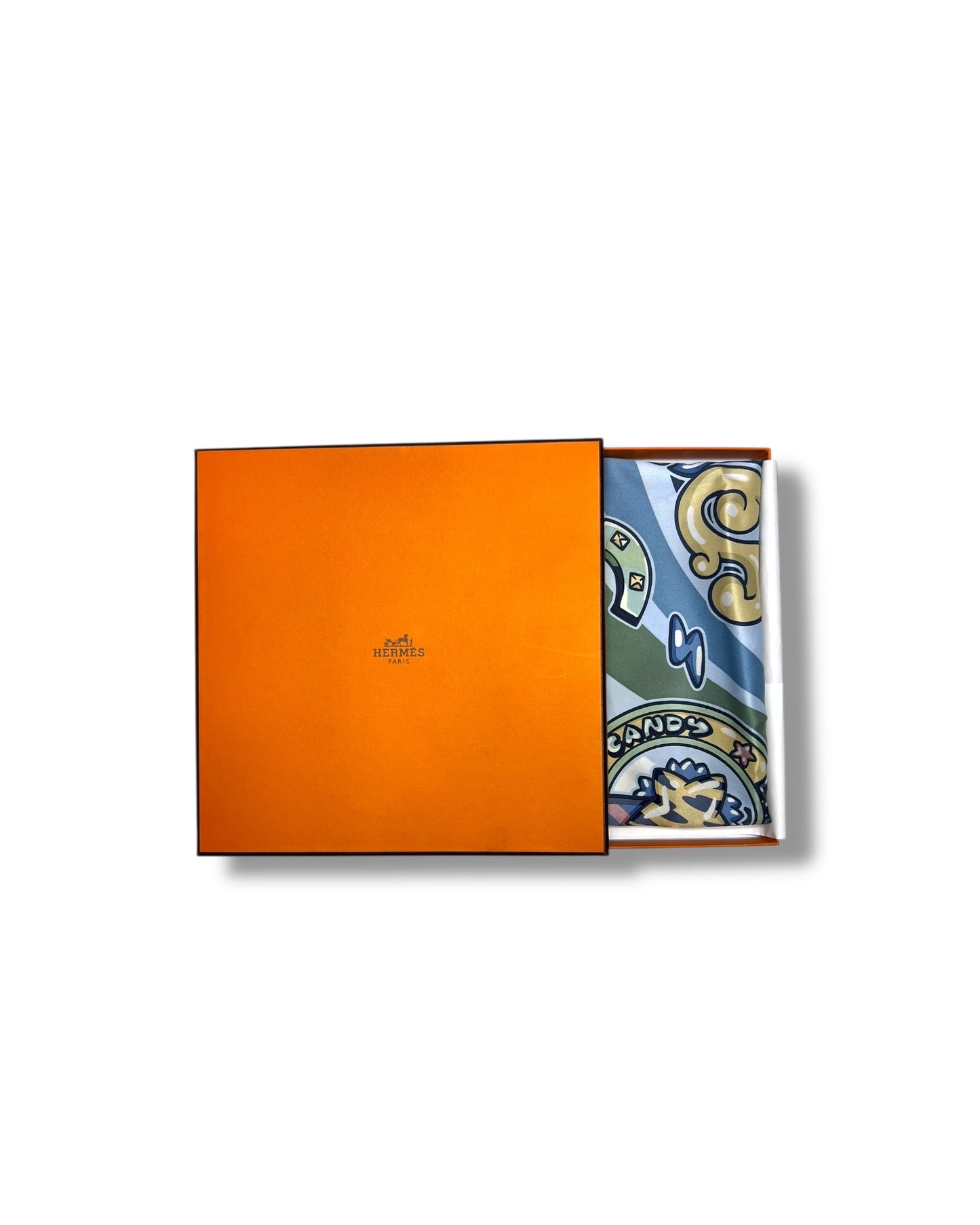 Hermès Silk Carré 70 “Candy Libris” – Pink / Bleu Ciel / Sable / Vieux Rose