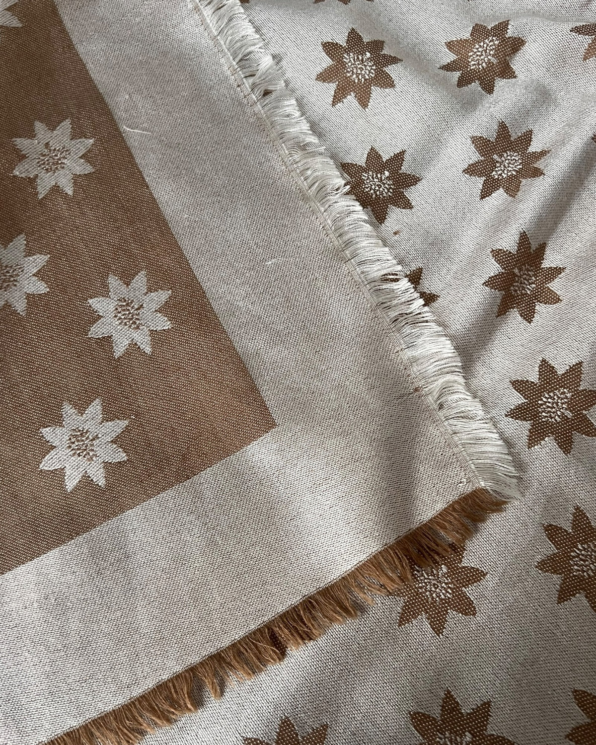 Mulberry Floral Print Silk & Wool Blend Scarf – Beige & Cream