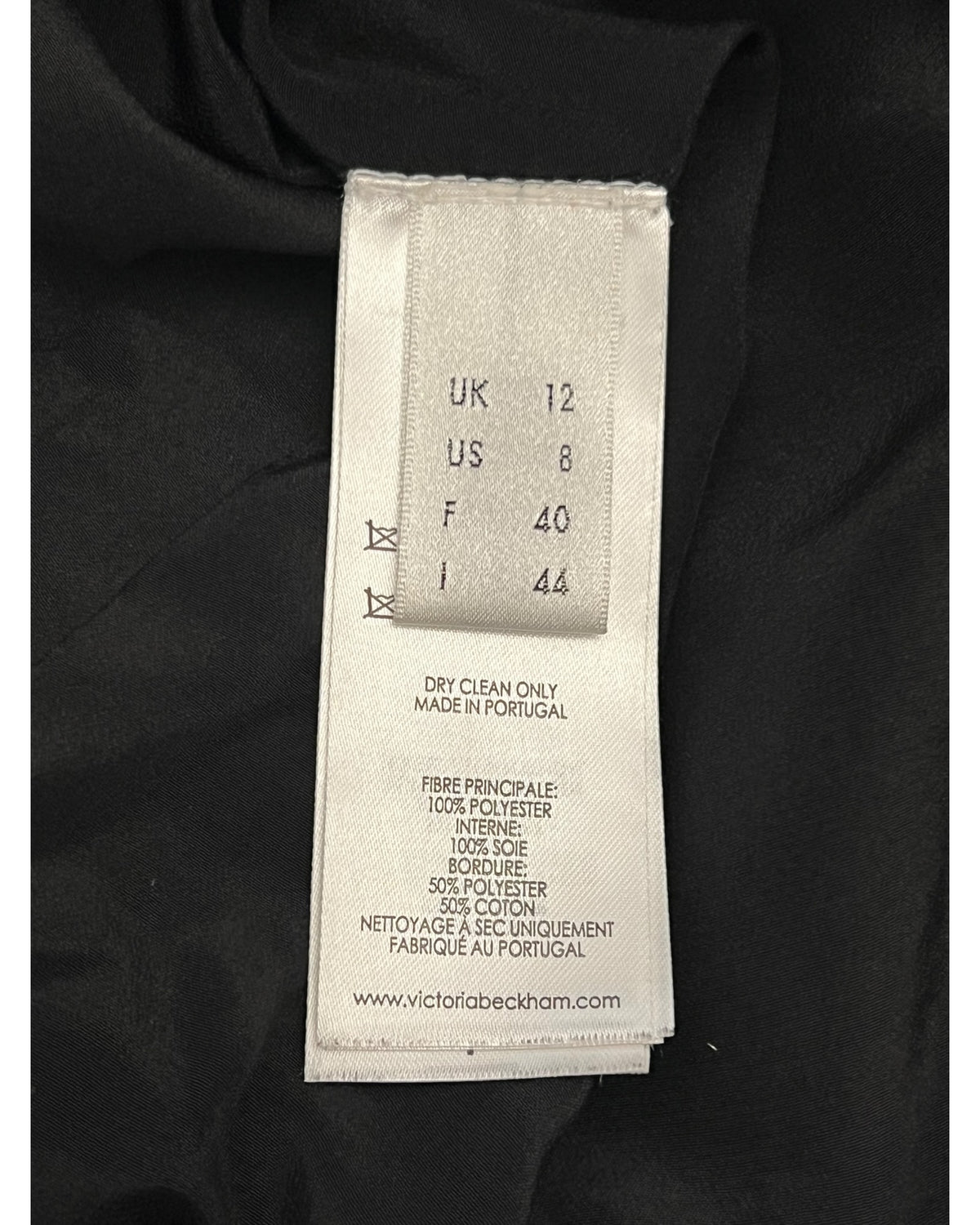 Victoria Beckham Black Sleeveless Ruffle Hem Dress – UK 12