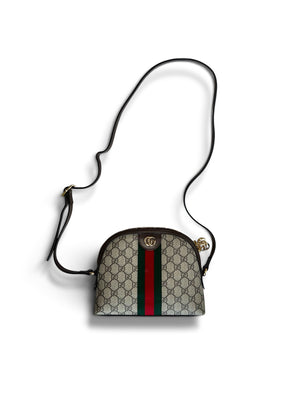 Gucci Ophidia Small GG Supreme Shoulder Bag with Web Stripe & Gold-Tone GG Hardware