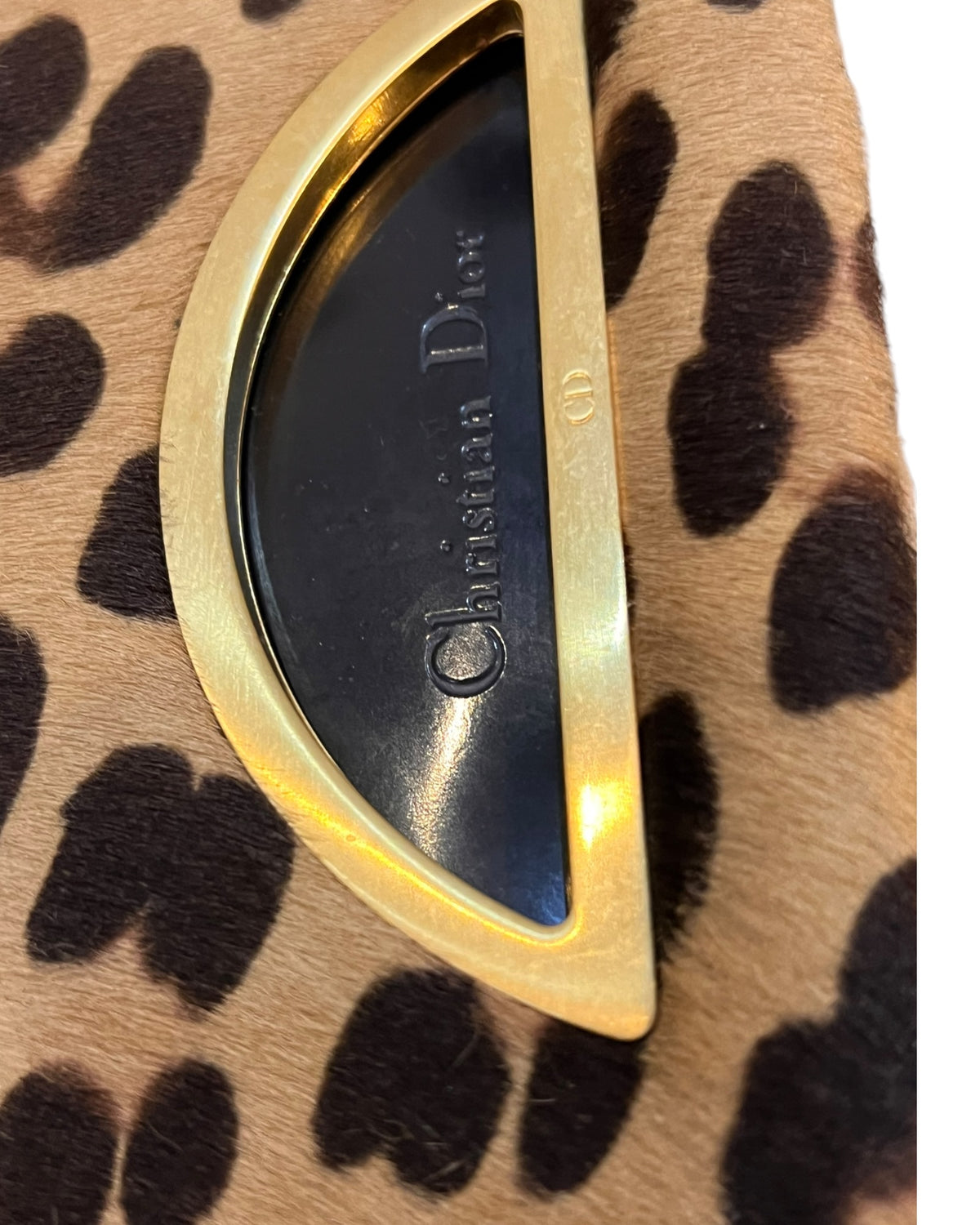 Christian Dior Vintage Malice Leopard Print Pony Hair Shoulder Bag