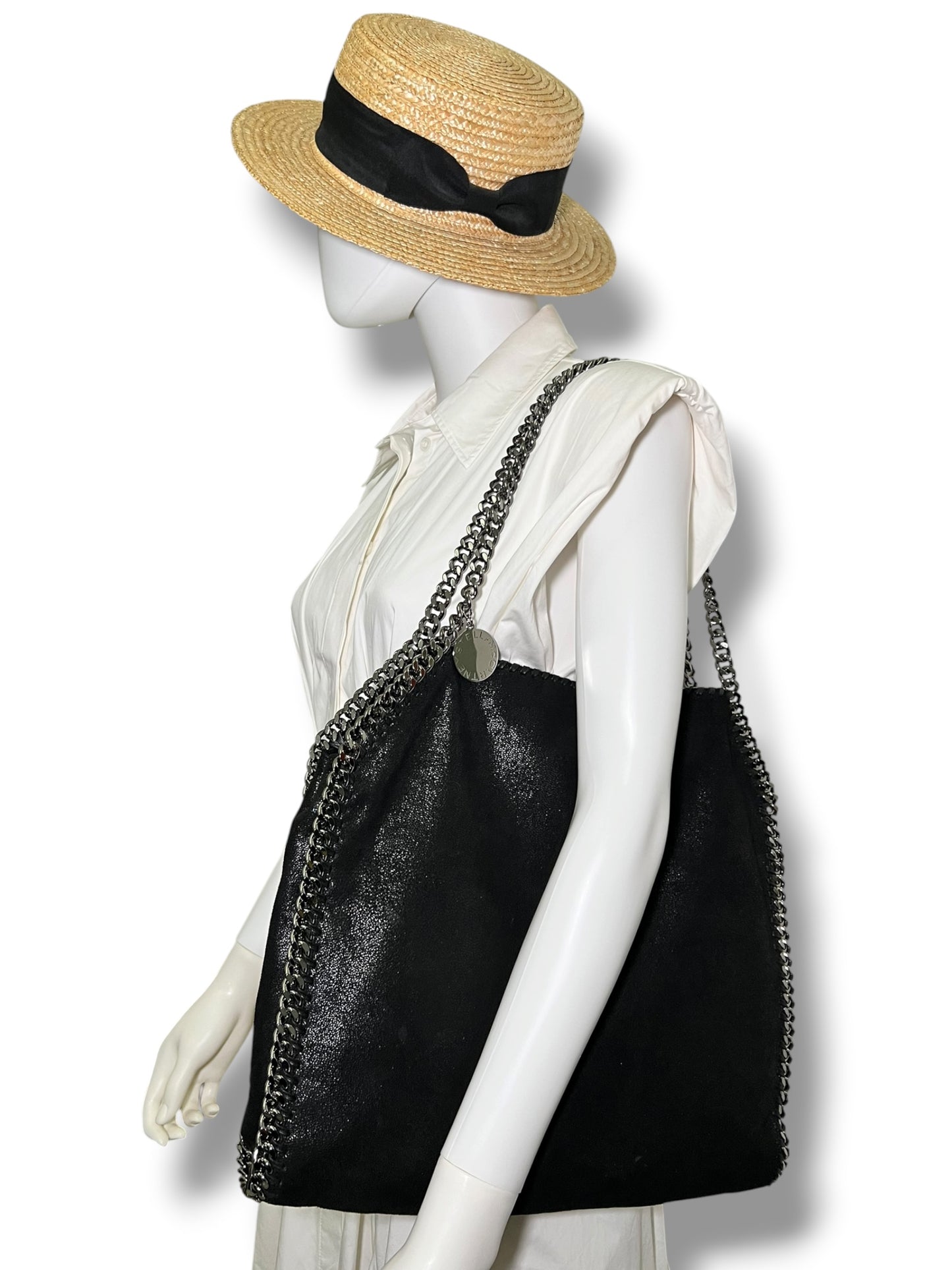 Stella McCartney Falabella Black Shaggy Deer Tote Bag