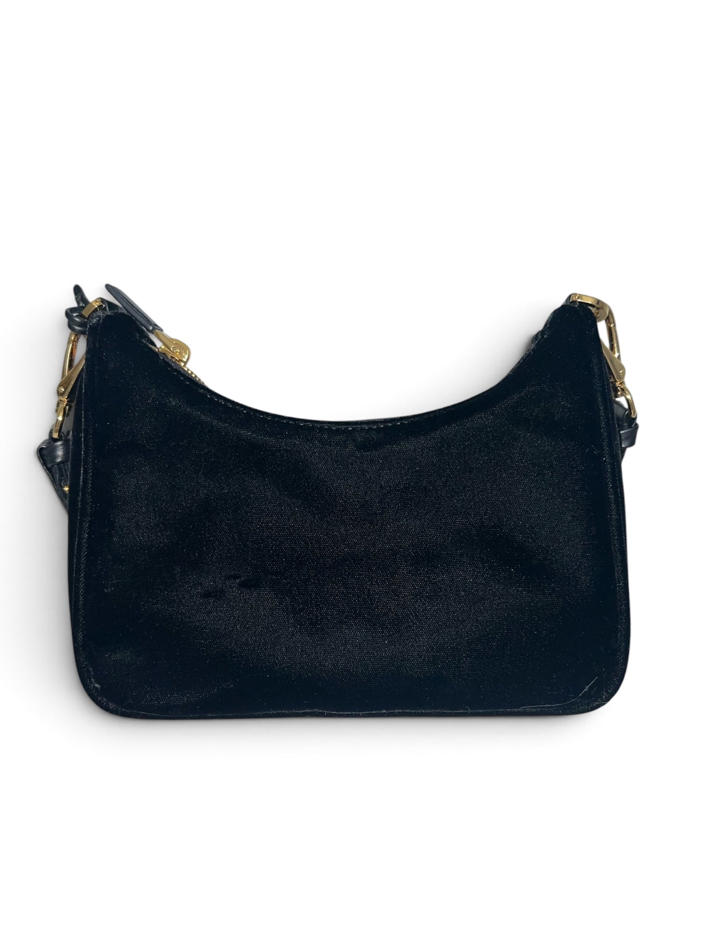 Prada Black Velvet Mini Bag with Gold Chain Strap & Box