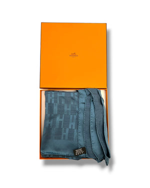 Hermès H Logo Silk Scarf – Blue