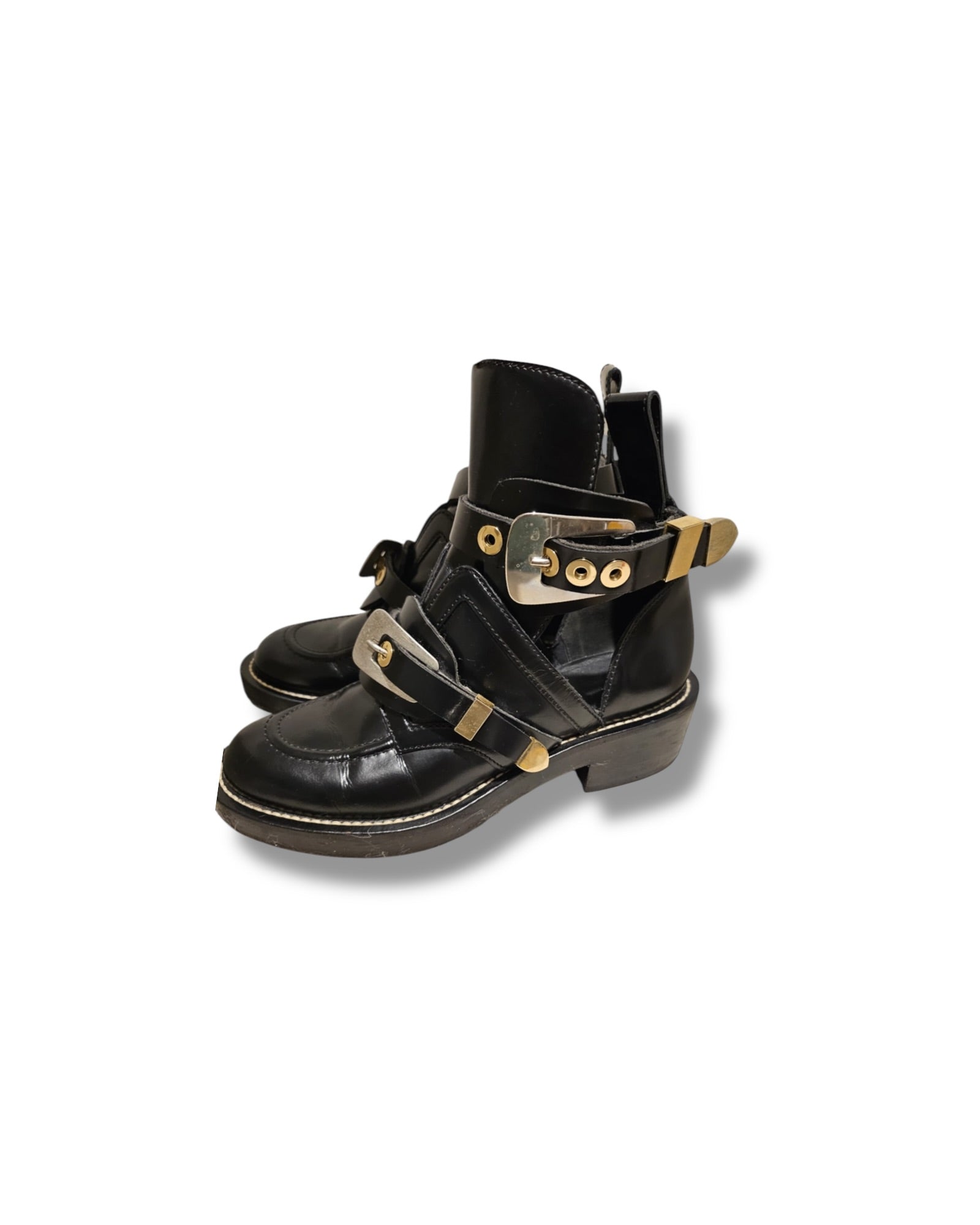 Balenciaga Ceinture Biker Boots | Black | Size 38 - The Luxury Savvy
