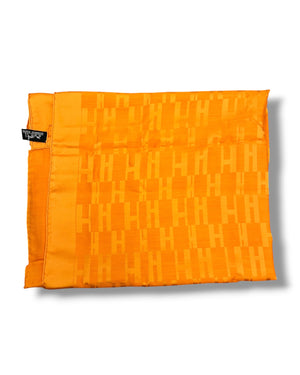 Hermès Orange H Logo Silk & Wool Scarf