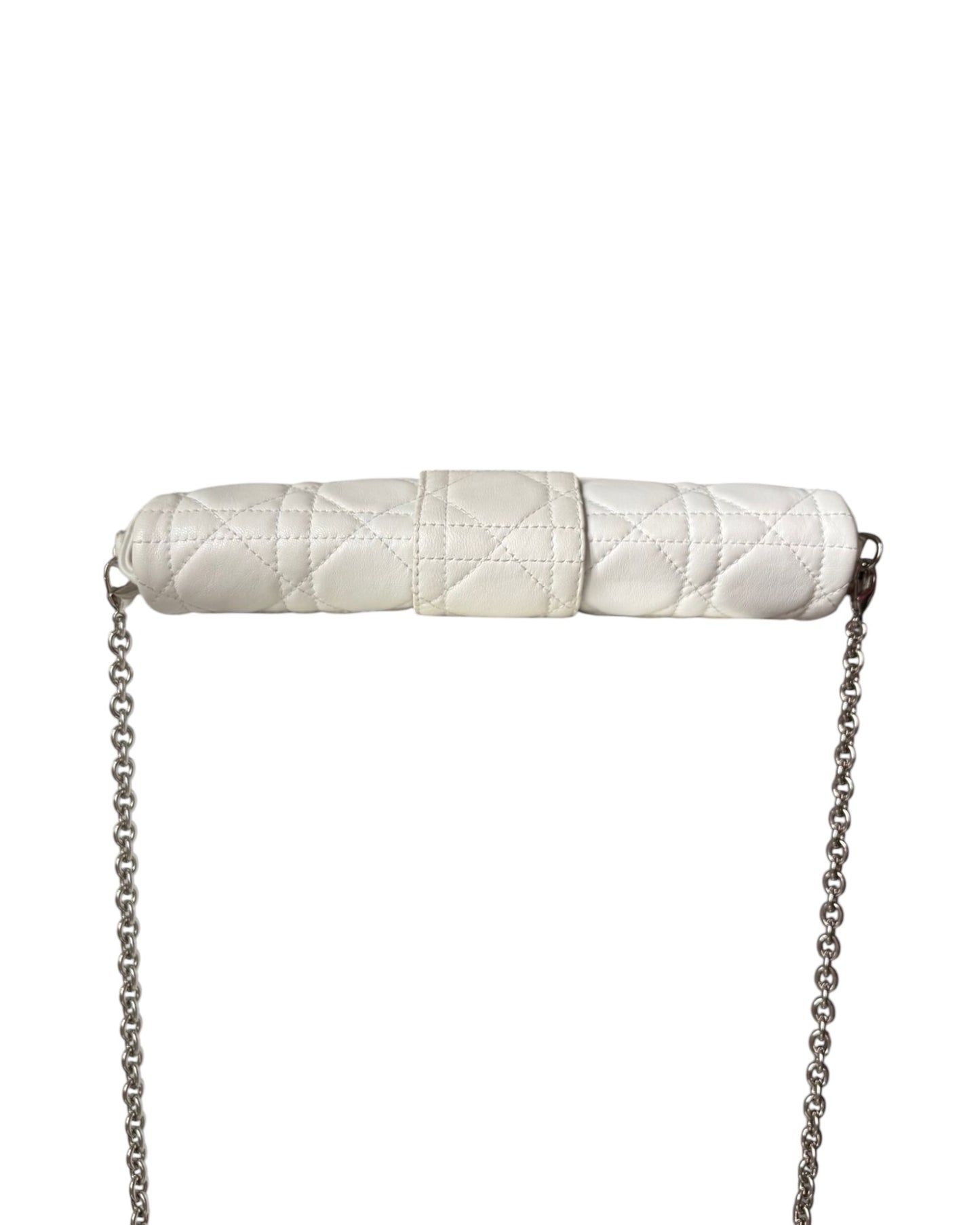 Christian Dior Miss Dior White Cannage Shoulder Bag | Silver Tone Hardware