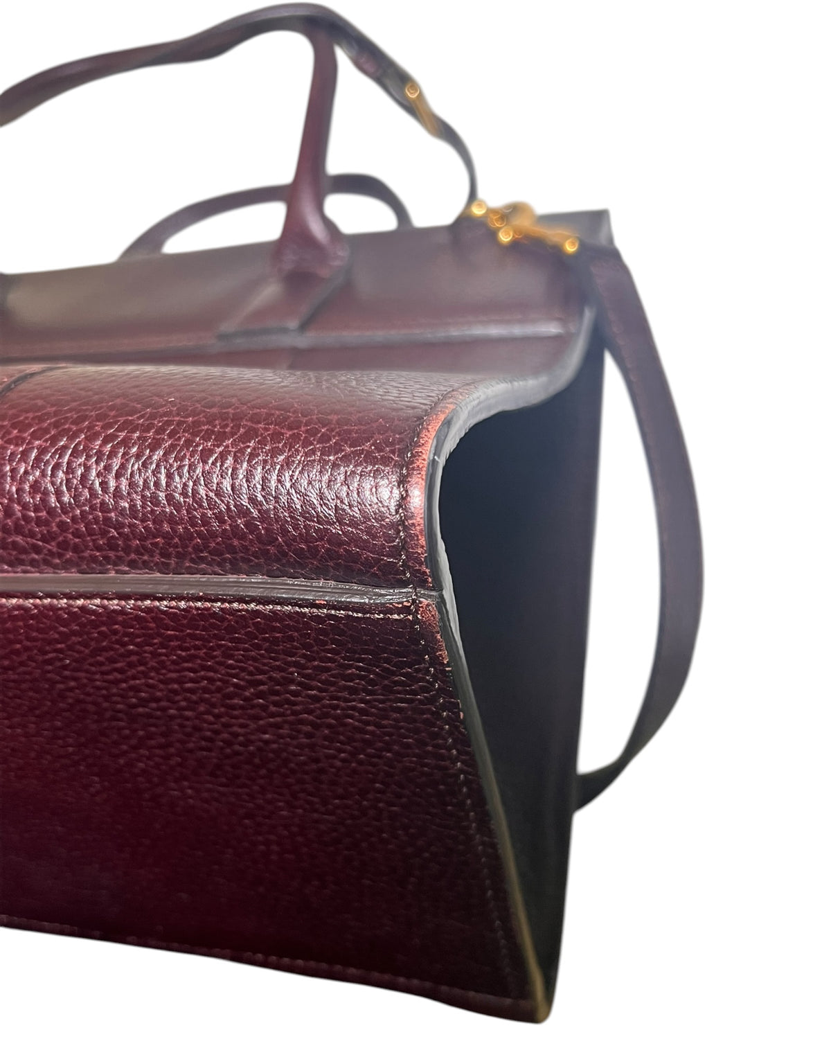 Mulberry Bayswater with Strap in Oxblood Grained Leather – Gold Hardware