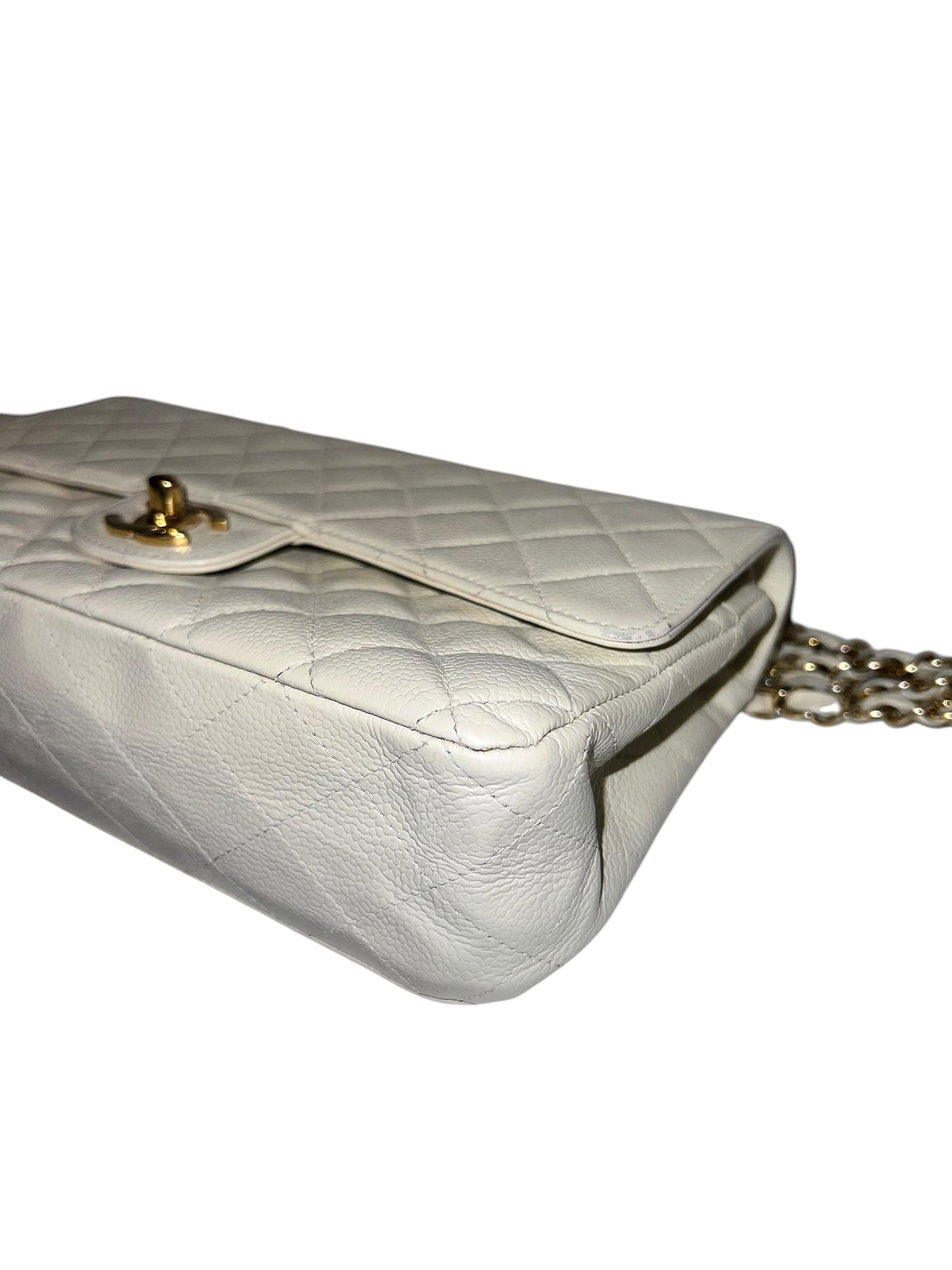 CHANEL Vintage Classic Double Flap Bag | Cream Caviar Leather | 24k Gold Plated Hardware - The Luxury Savvy