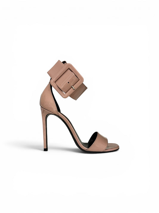 Saint Laurent Tribute Patent Leather Sandals Pink | Size EU 36