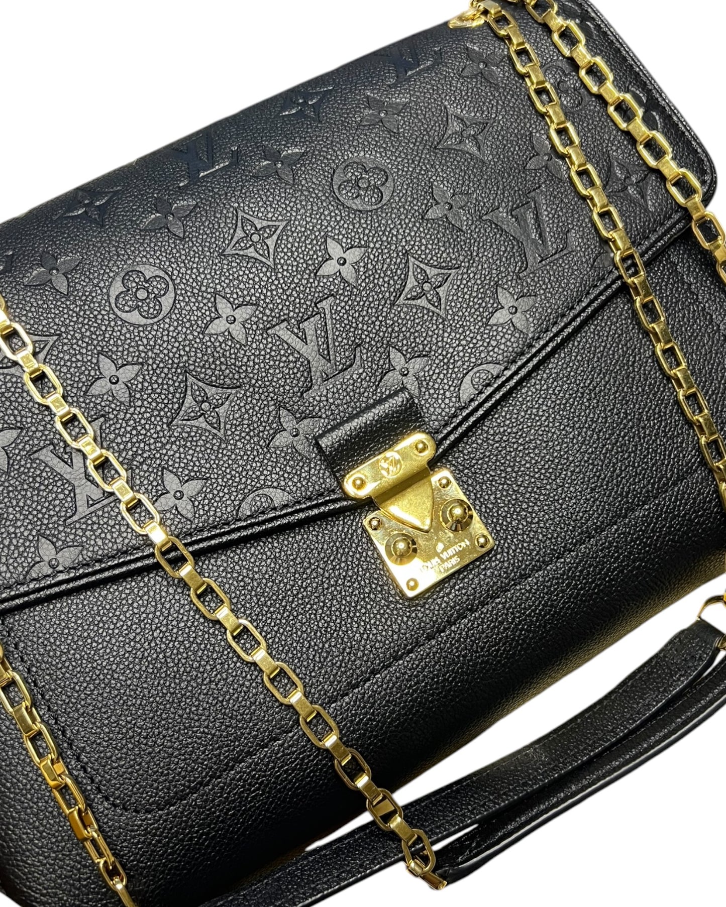 Louis Vuitton Saint-Germain MM Black Monogram Empreinte Leather Shoulder Bag – Gold Hardware
