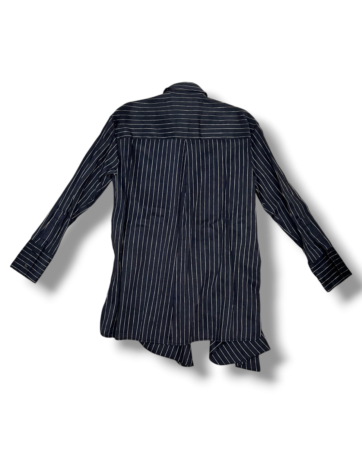 Victoria, Victoria Beckham Asymmetric Pinstripe Shirt – Navy – UK 8