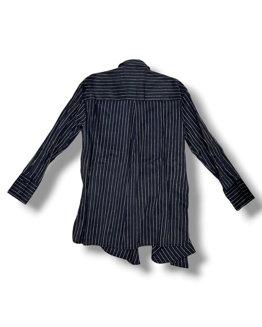 Victoria, Victoria Beckham Asymmetric Pinstripe Shirt – Navy – UK 8
