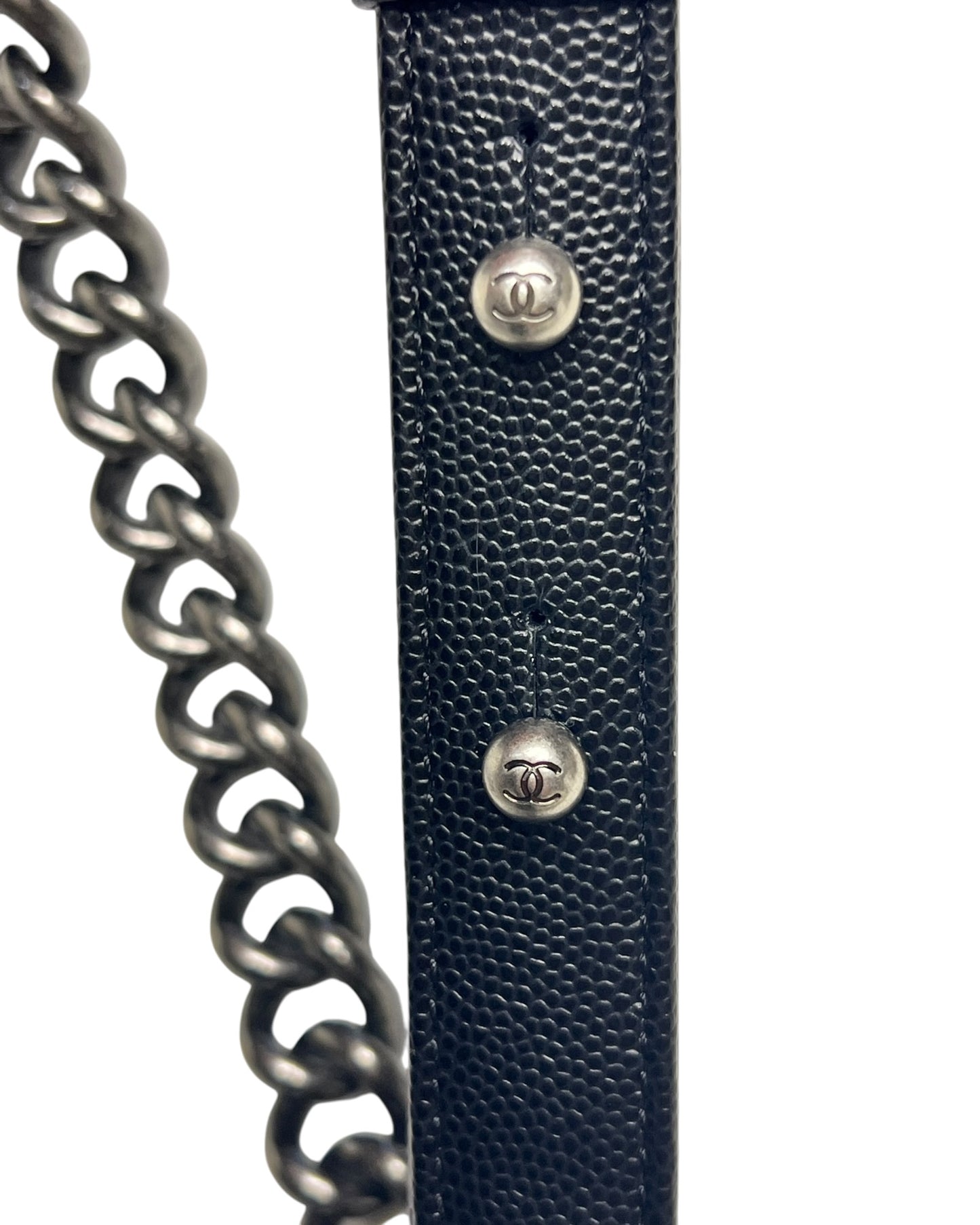 Chanel Boy Small Flap Bag in Black Caviar Leather with Ruthenium Hardware