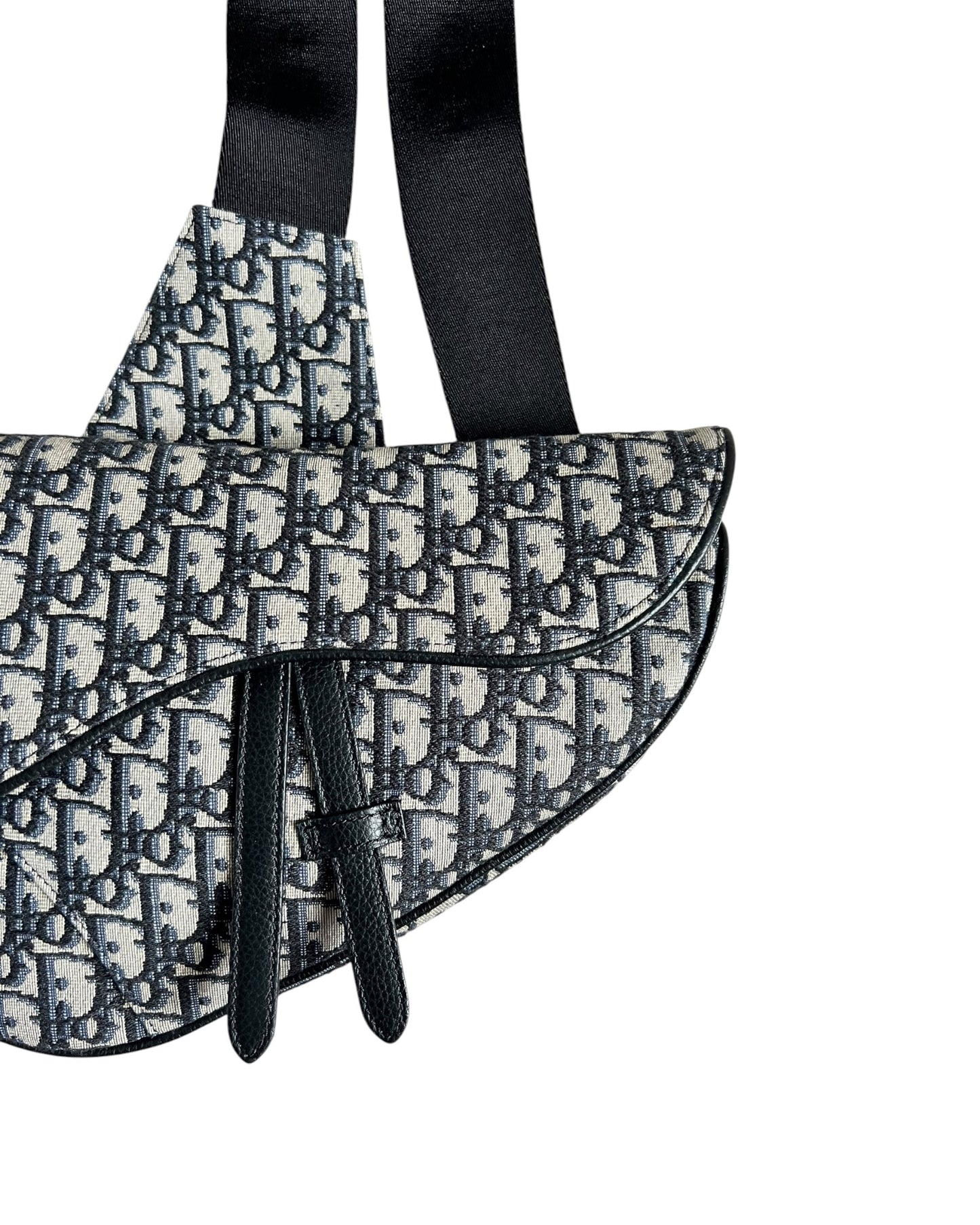 Christian Dior Saddle Bag – Beige & Black Dior Oblique Jacquard Crossbody Bag